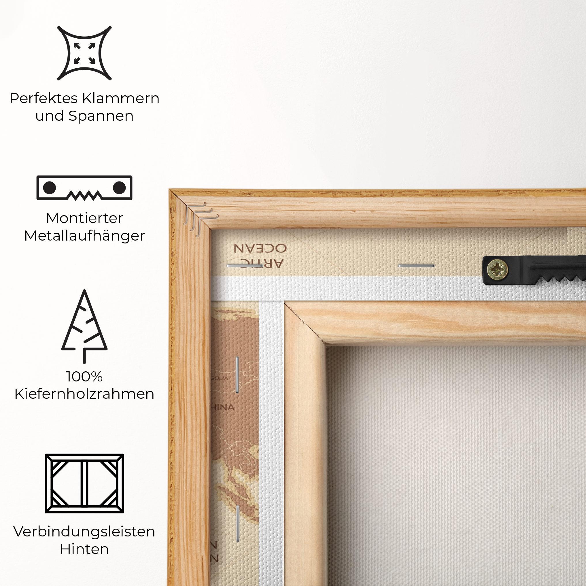Leinwandbild Cream Map Vintage mockup 5