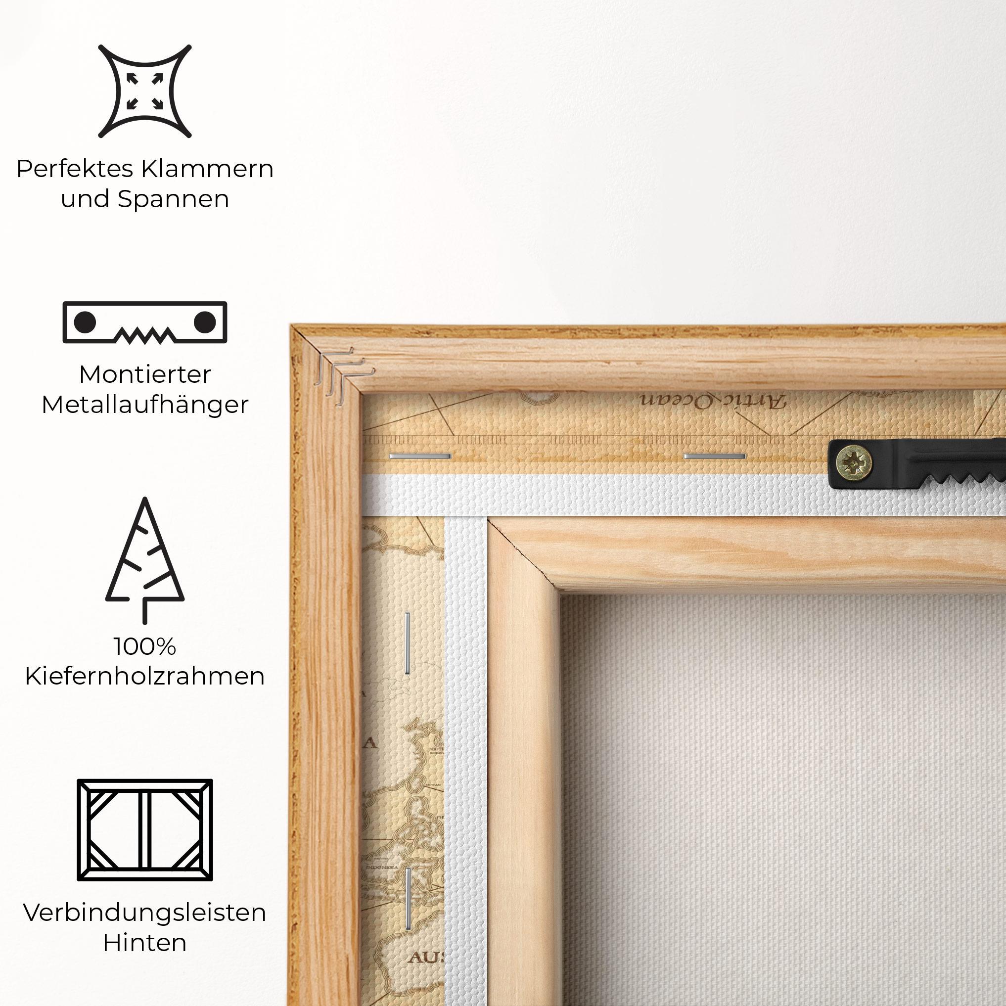 Leinwandbild Cream Old Map mockup 5