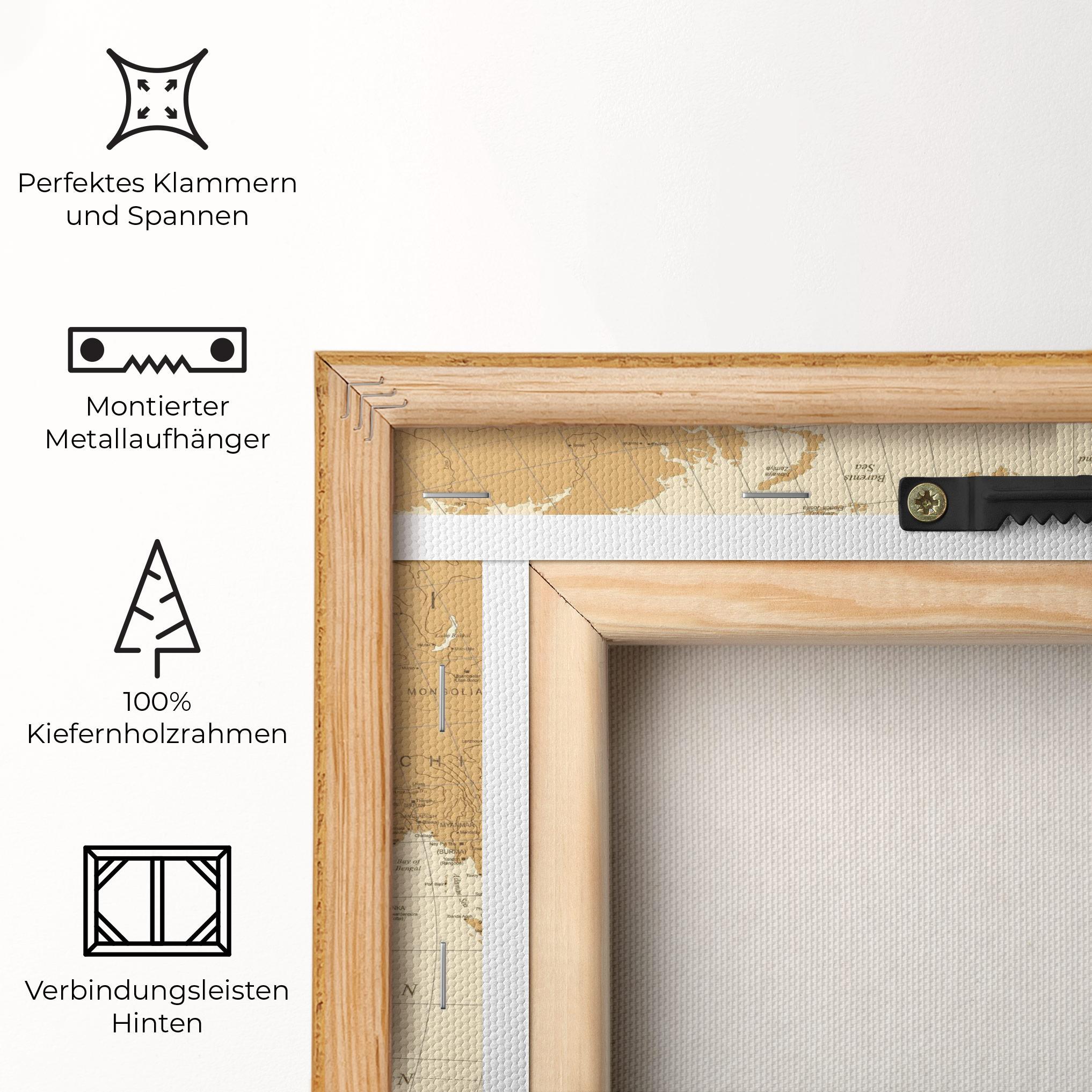 Leinwandbild Old Map Cream mockup 5