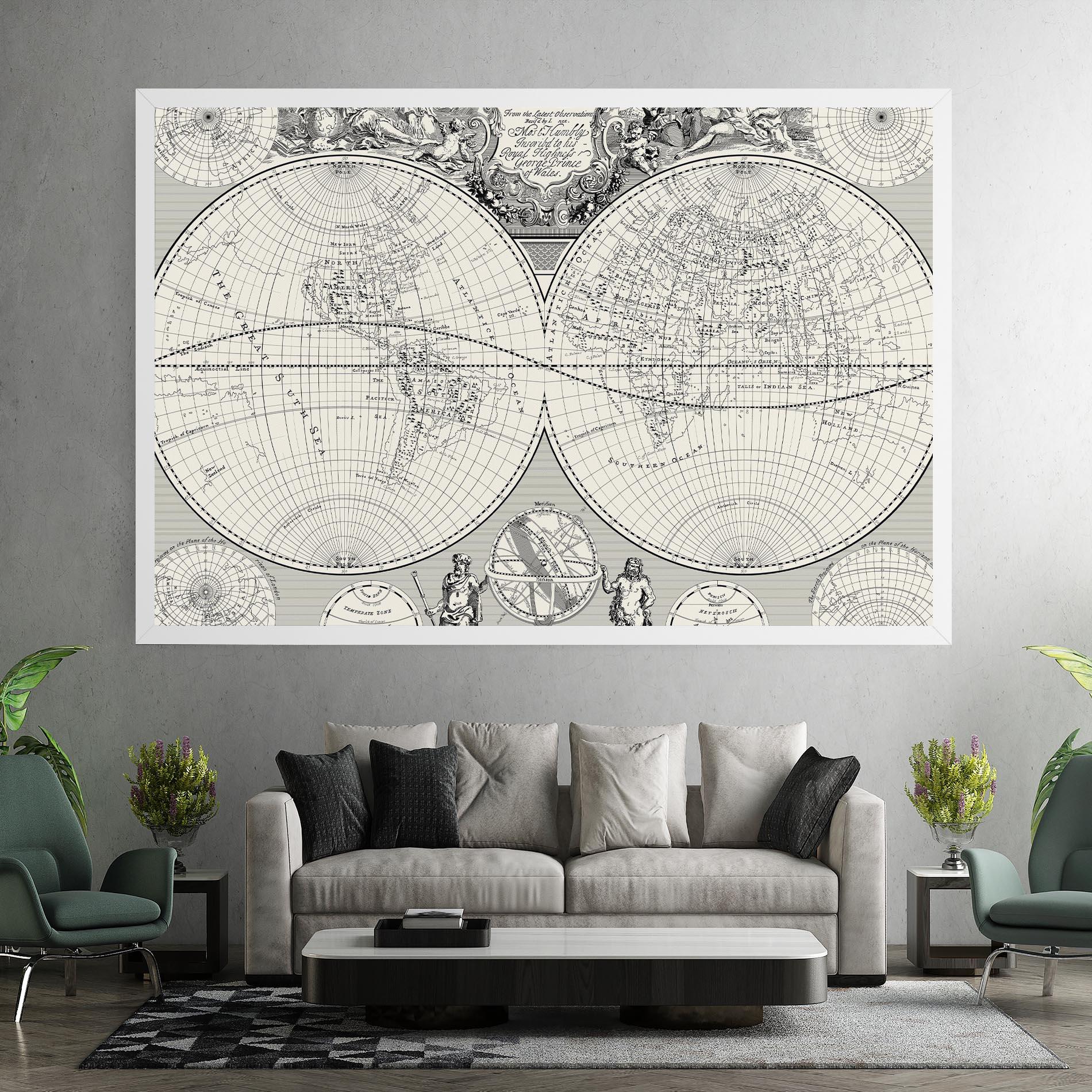 Leinwandbild Black White Map mockup 7