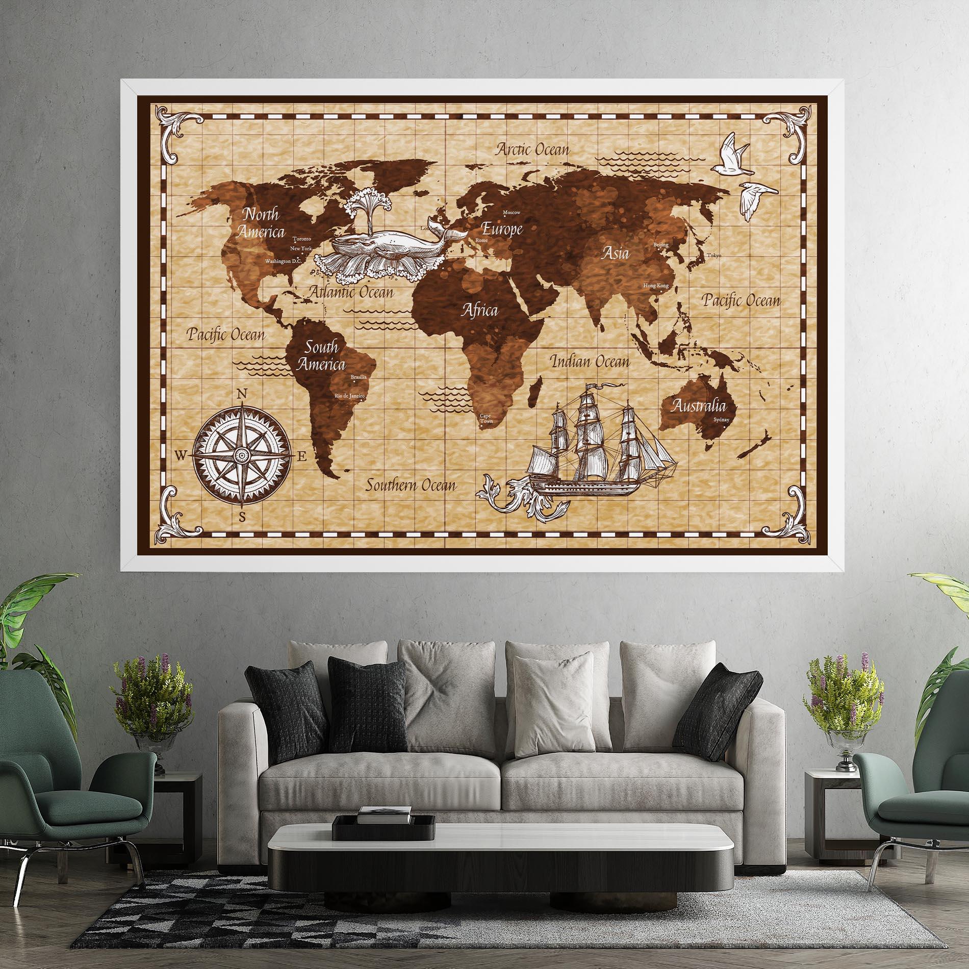 Leinwandbild Brown Old Map mockup 7