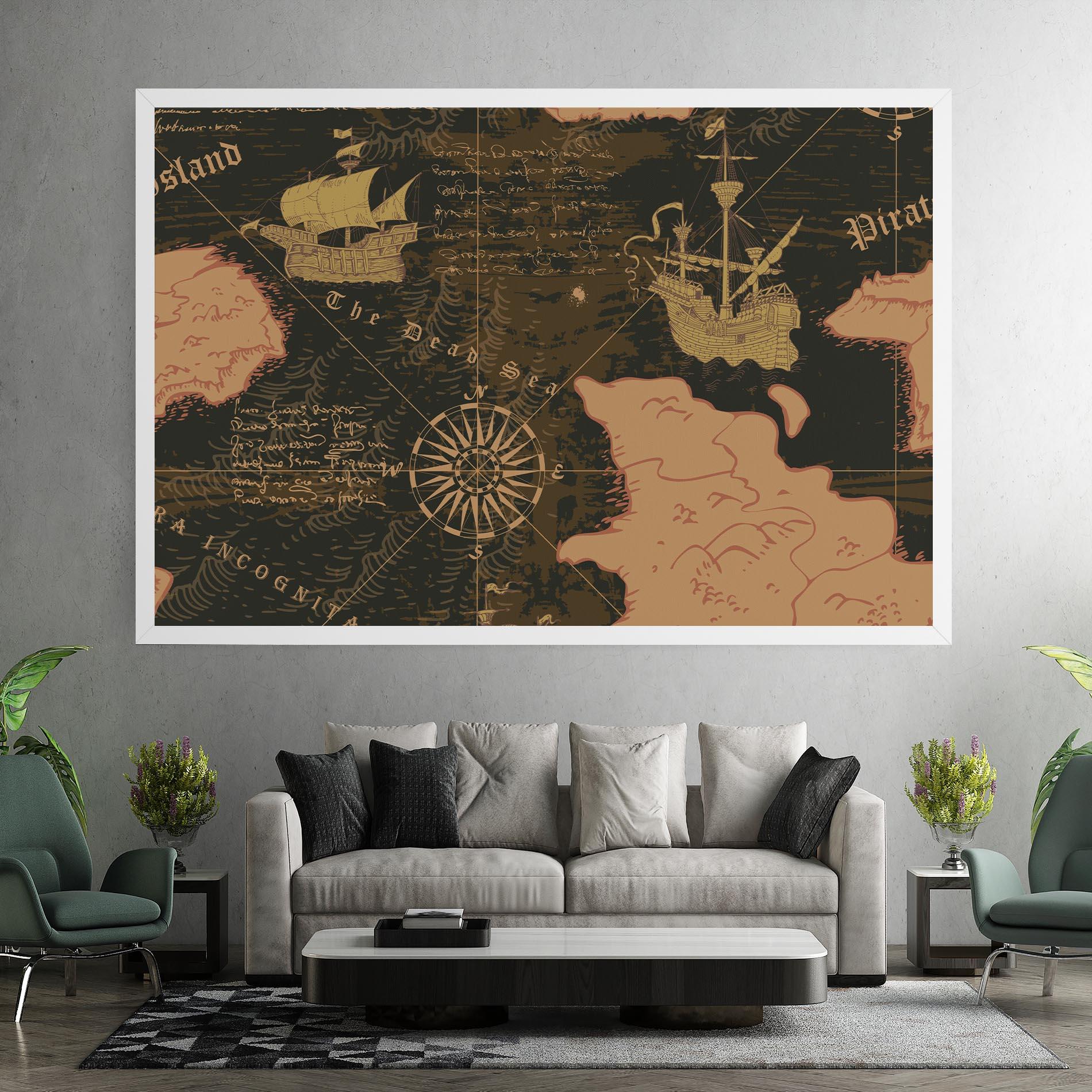 Leinwandbild Cool Old Map mockup 7