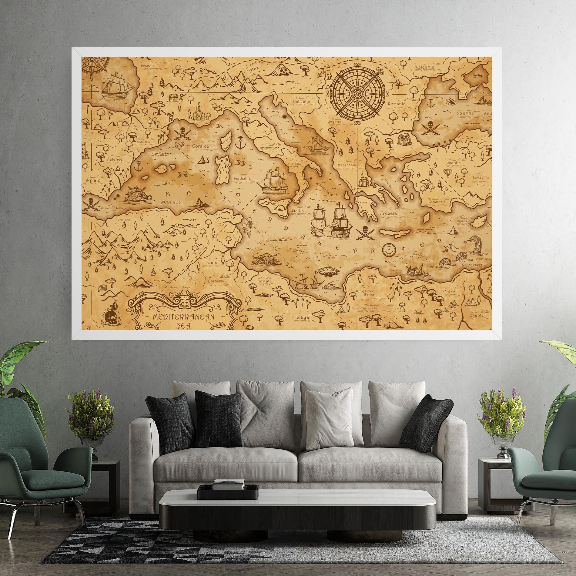 Leinwandbild Cream Brown Map mockup 7