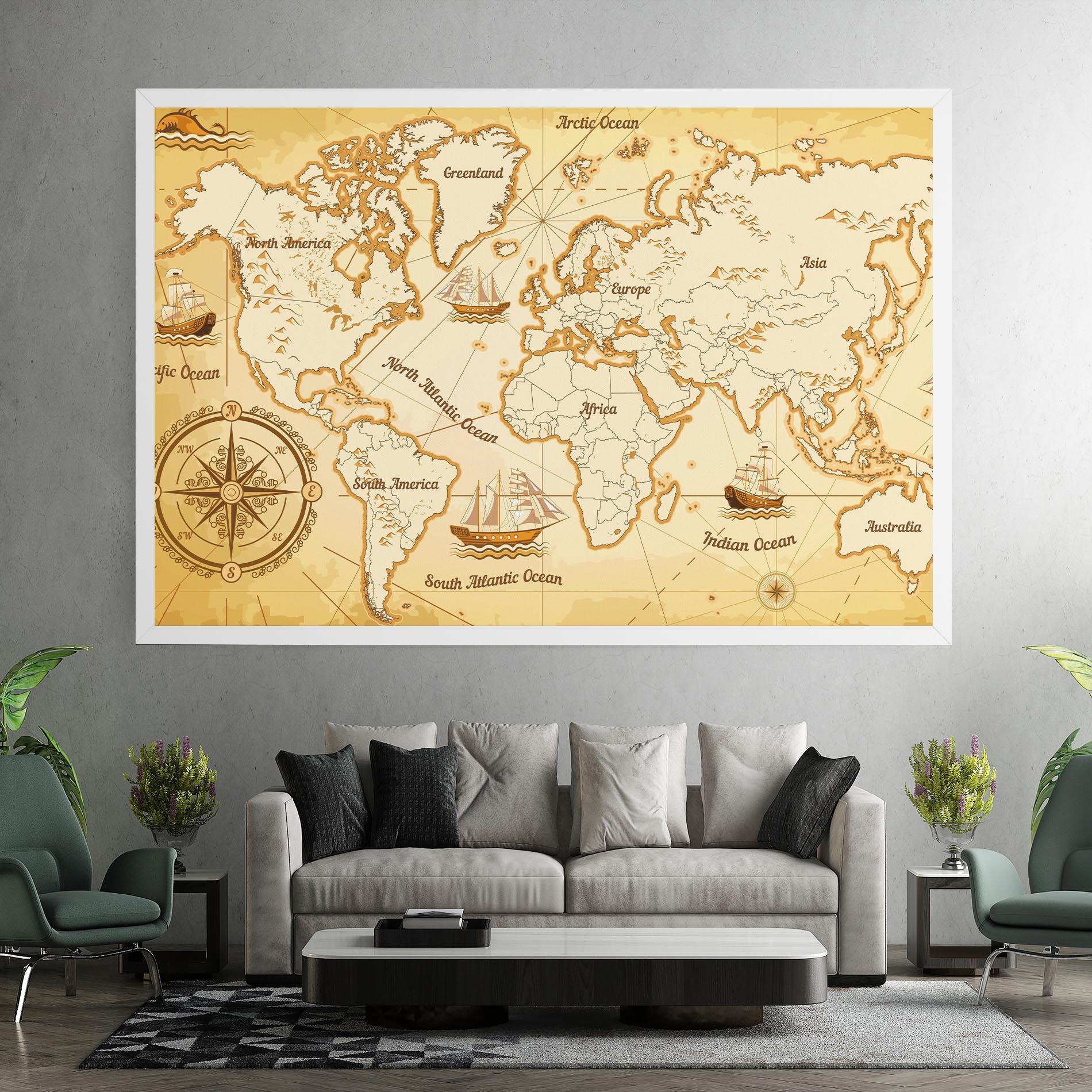 Leinwandbild Gold Old Map mockup 7