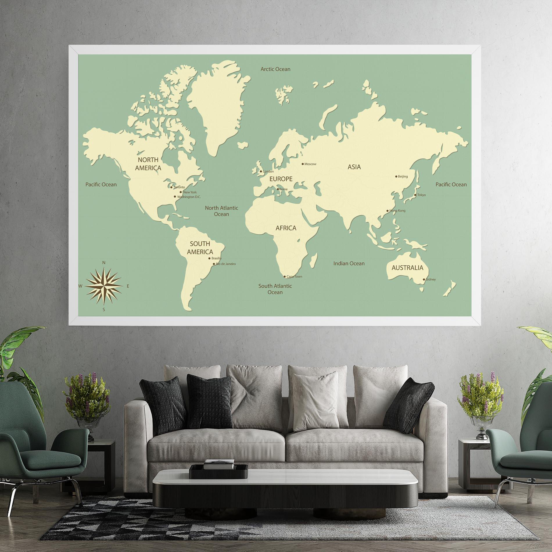 Leinwandbild Green Cream Map mockup 7