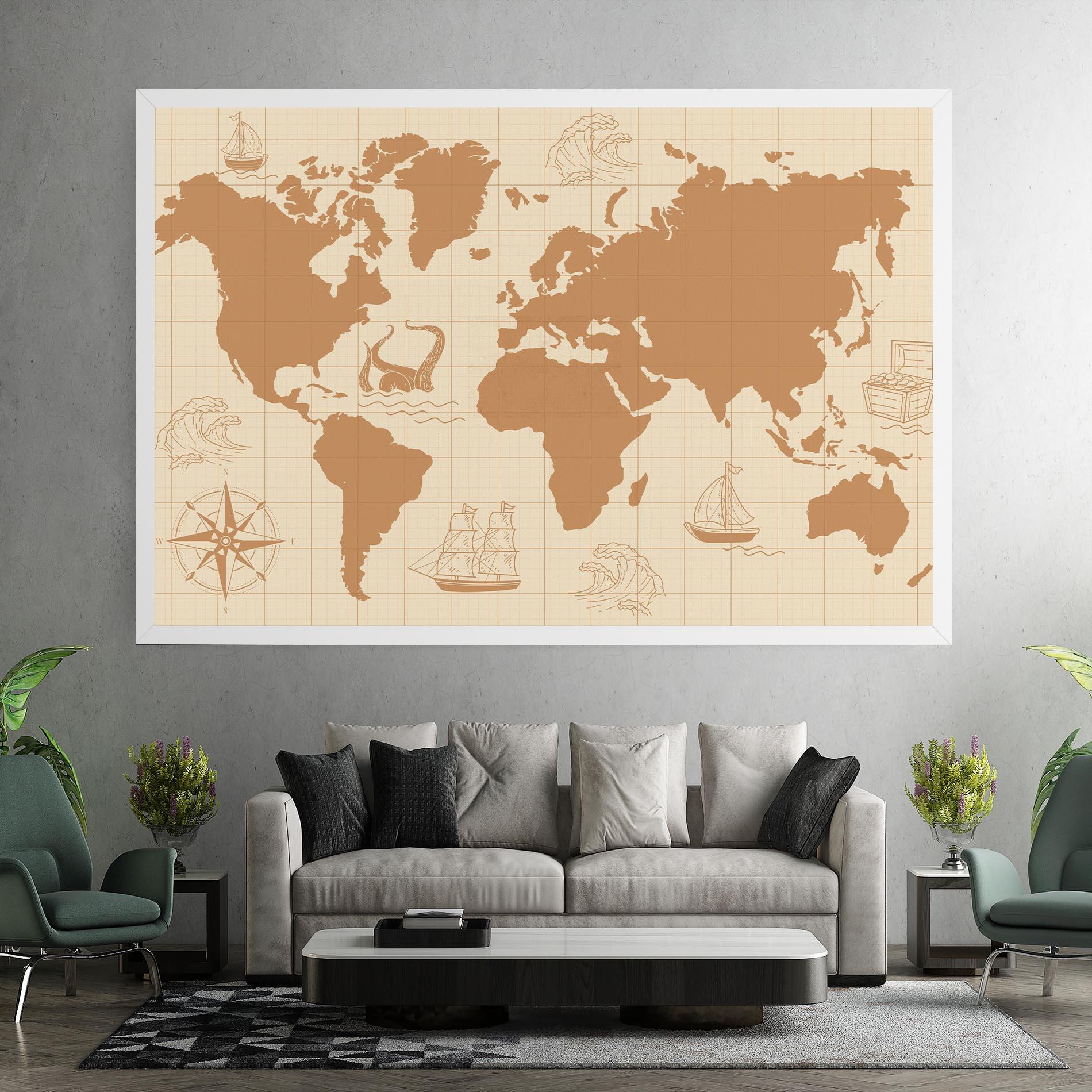 Leinwandbild Light Cream Map mockup 7