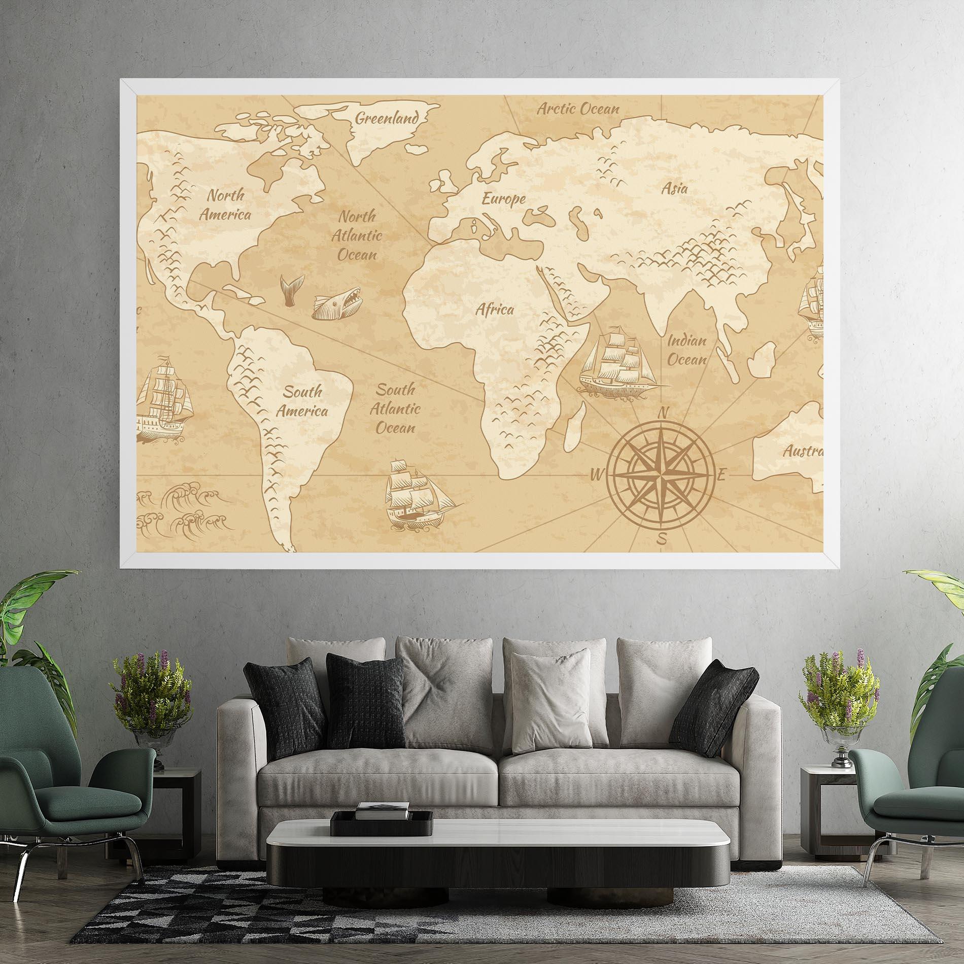 Leinwandbild Old Continents Map mockup 7