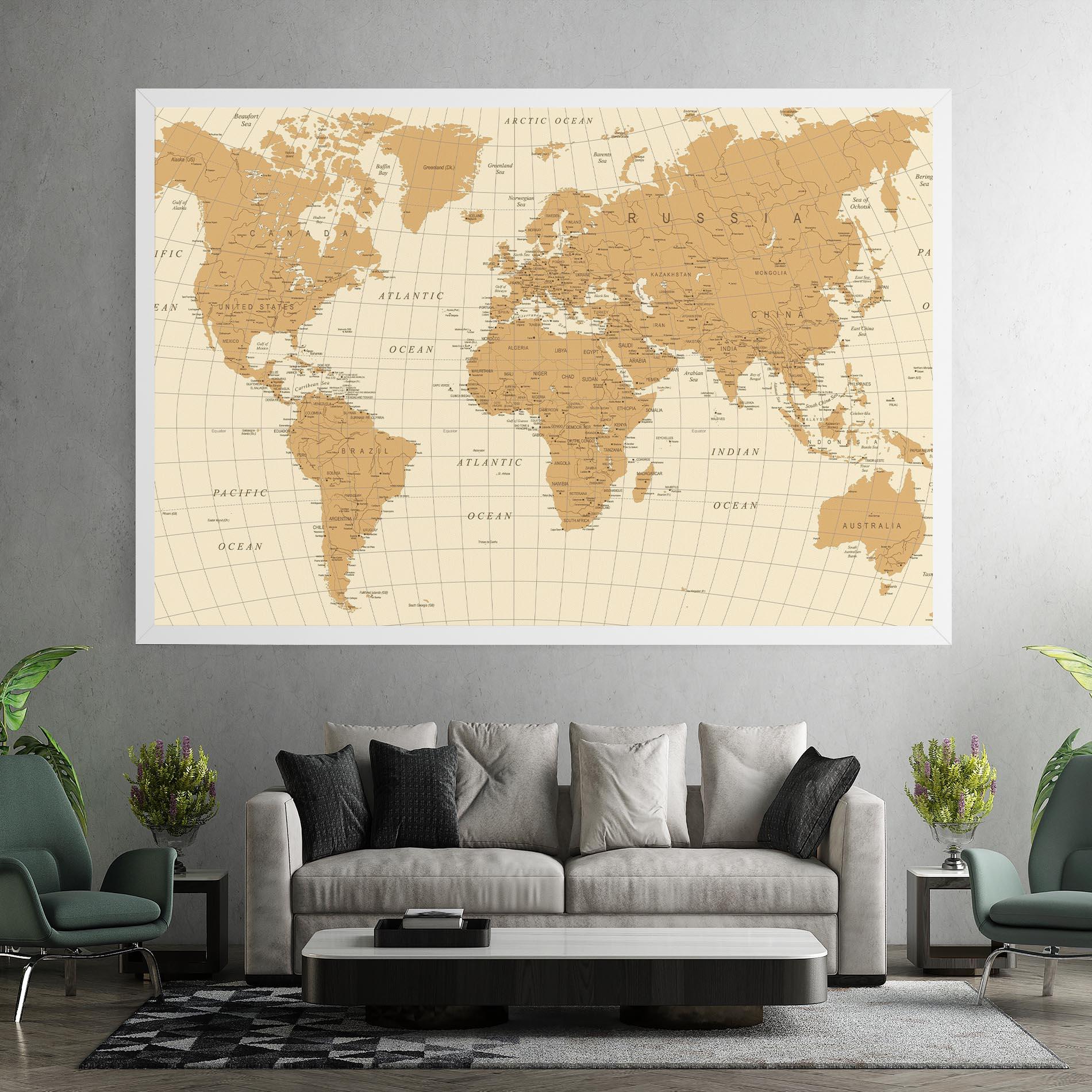 Leinwandbild Old Map Cream mockup 7