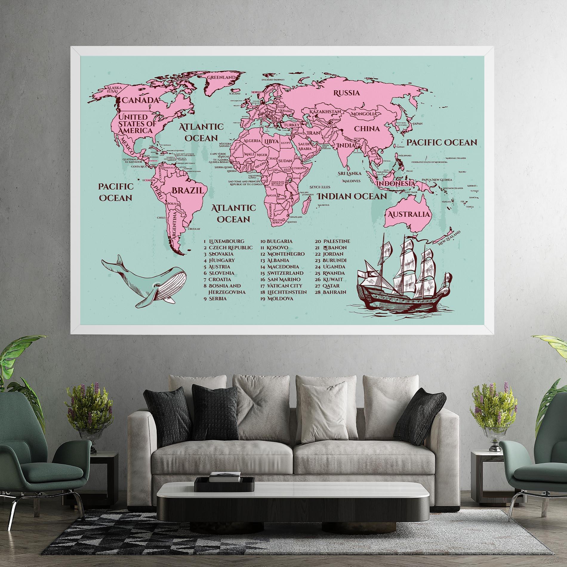 Leinwandbild Pink Pirate Map mockup 7