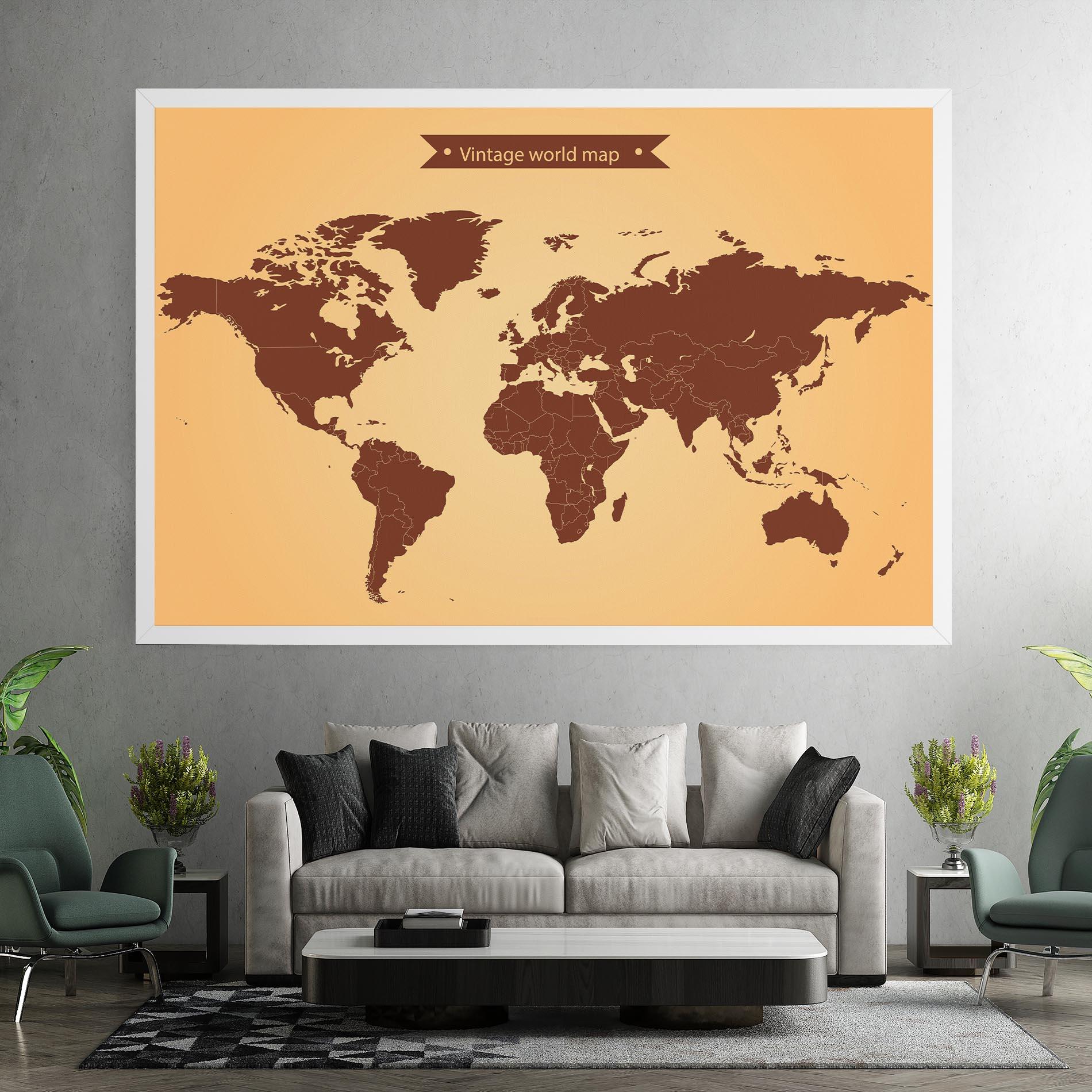 Leinwandbild Vintage World Map mockup 7