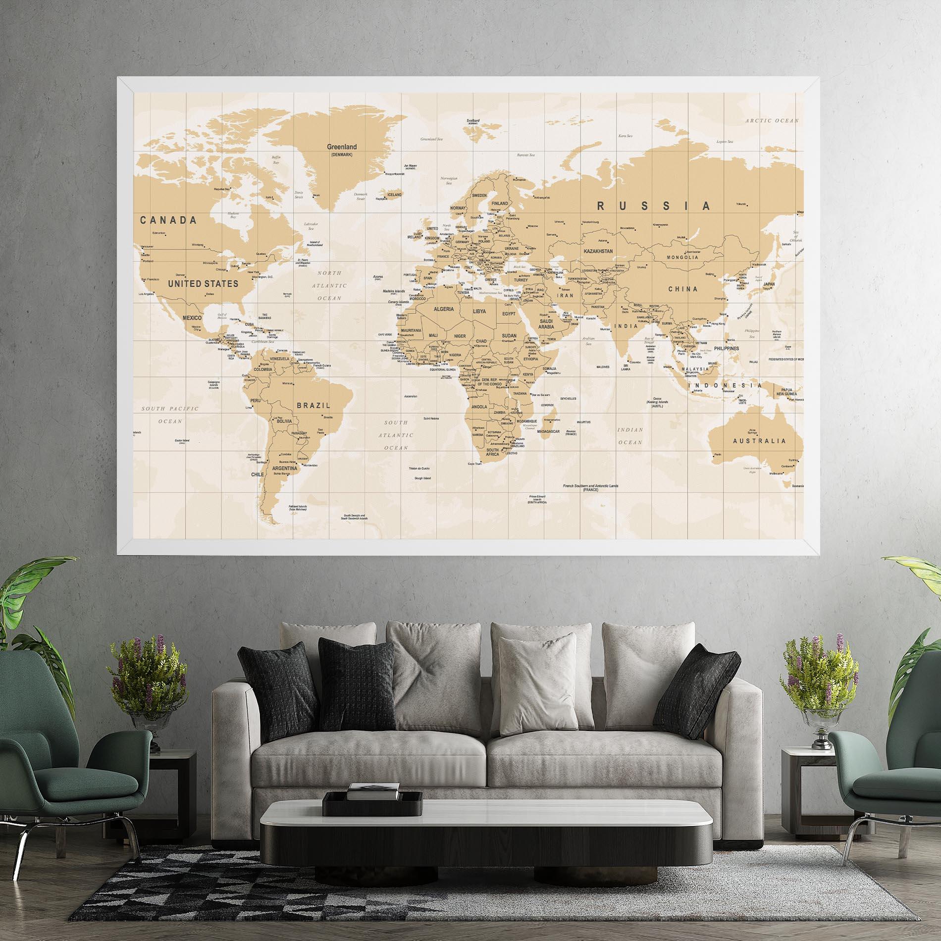 Leinwandbild World Old Map mockup 7