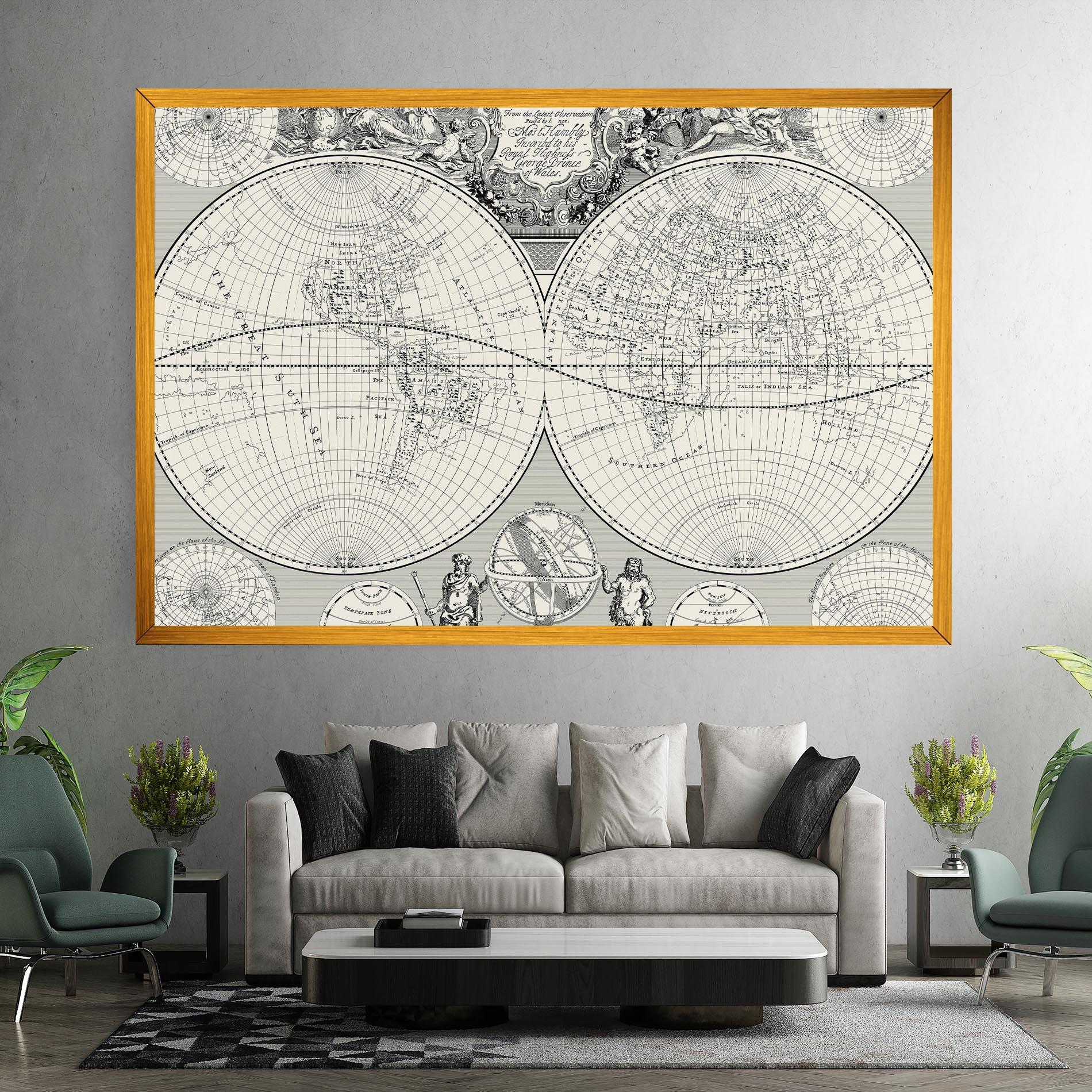 Leinwandbild Black White Map mockup 7