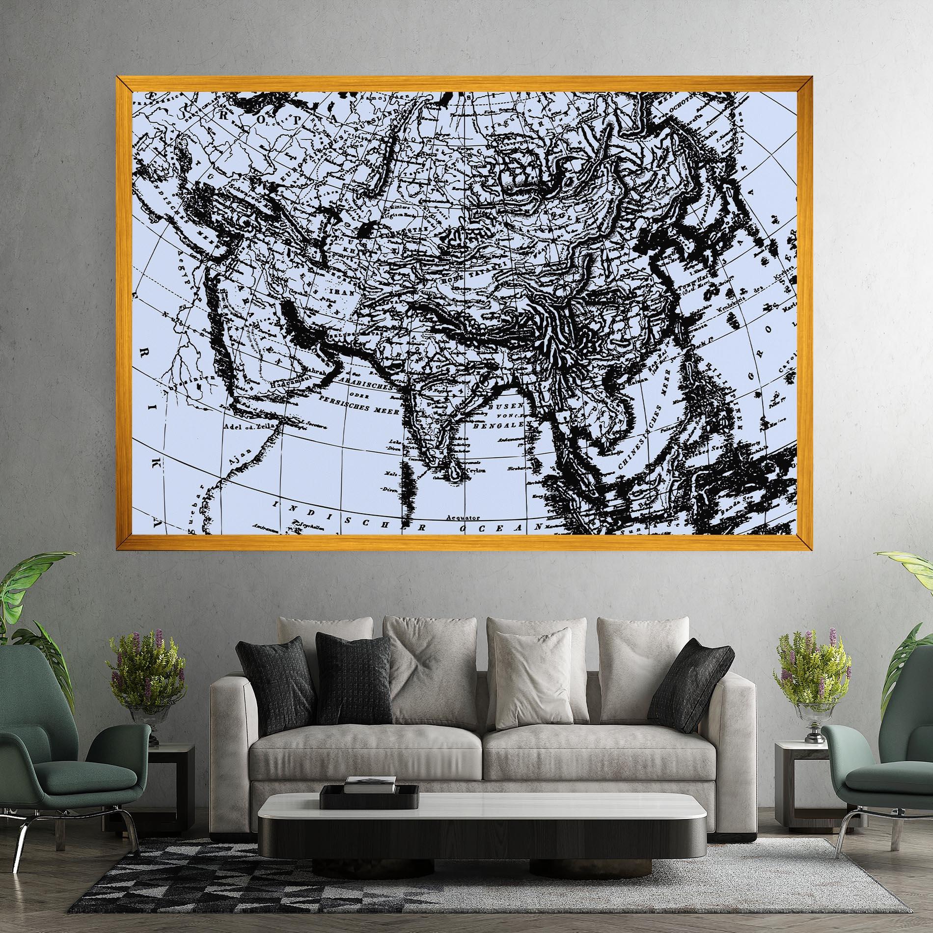 Leinwandbild Blue Old Map mockup 7