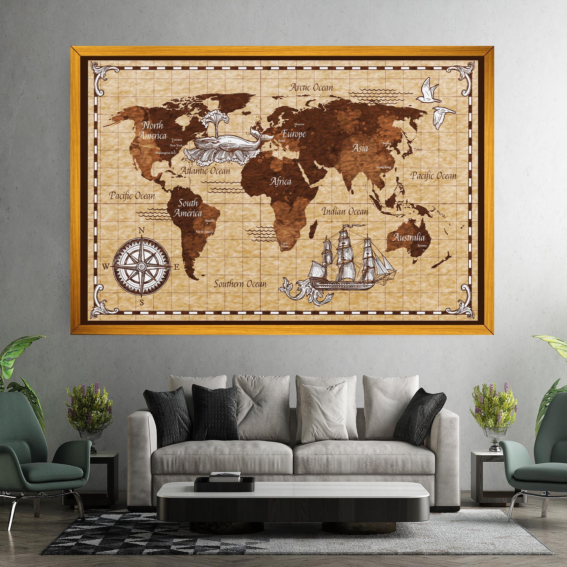 Leinwandbild Brown Old Map mockup 7