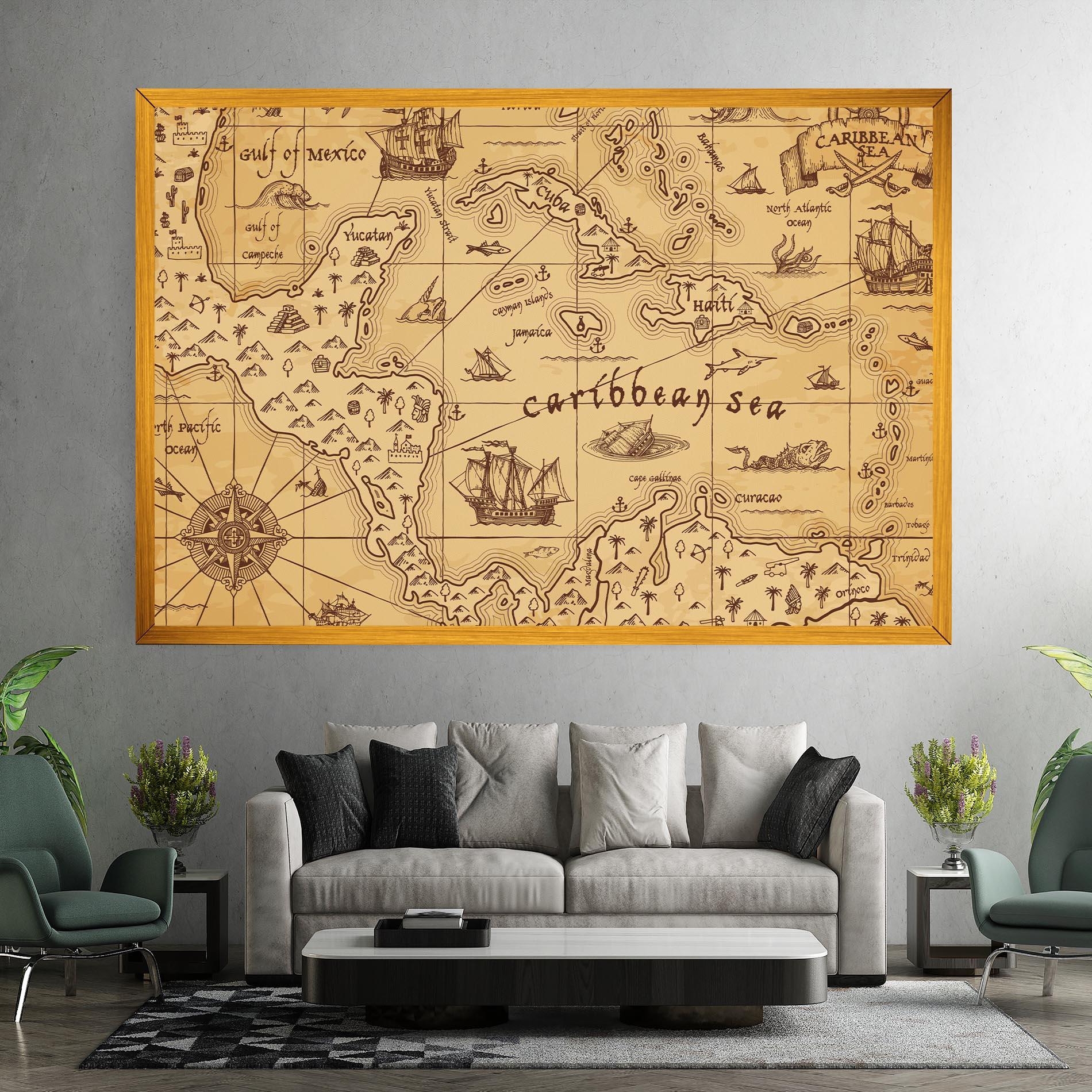 Leinwandbild Caribbean Sea Map mockup 7