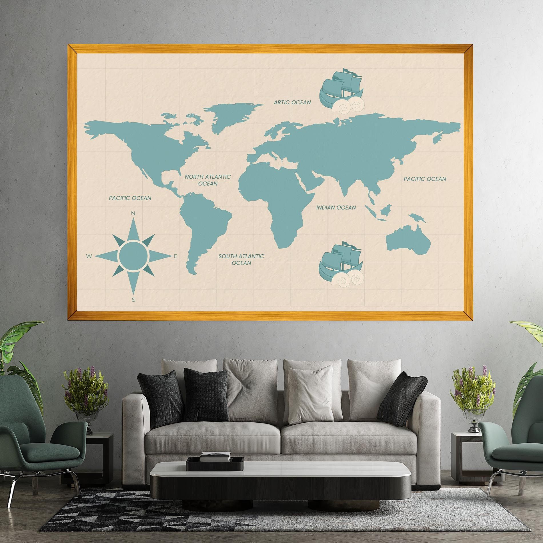 Cream Blue Map mockup 7