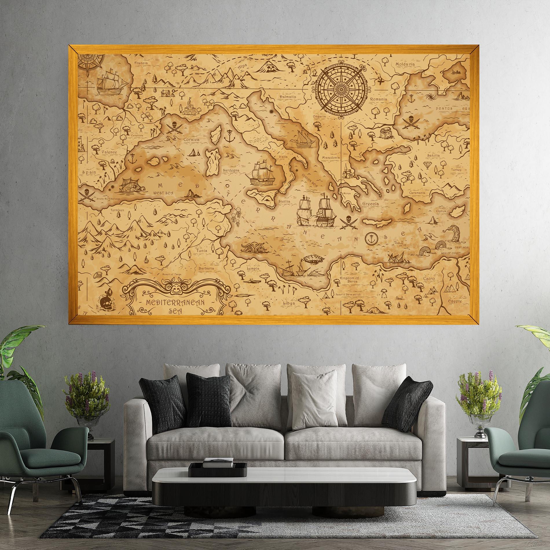 Leinwandbild Cream Brown Map mockup 7