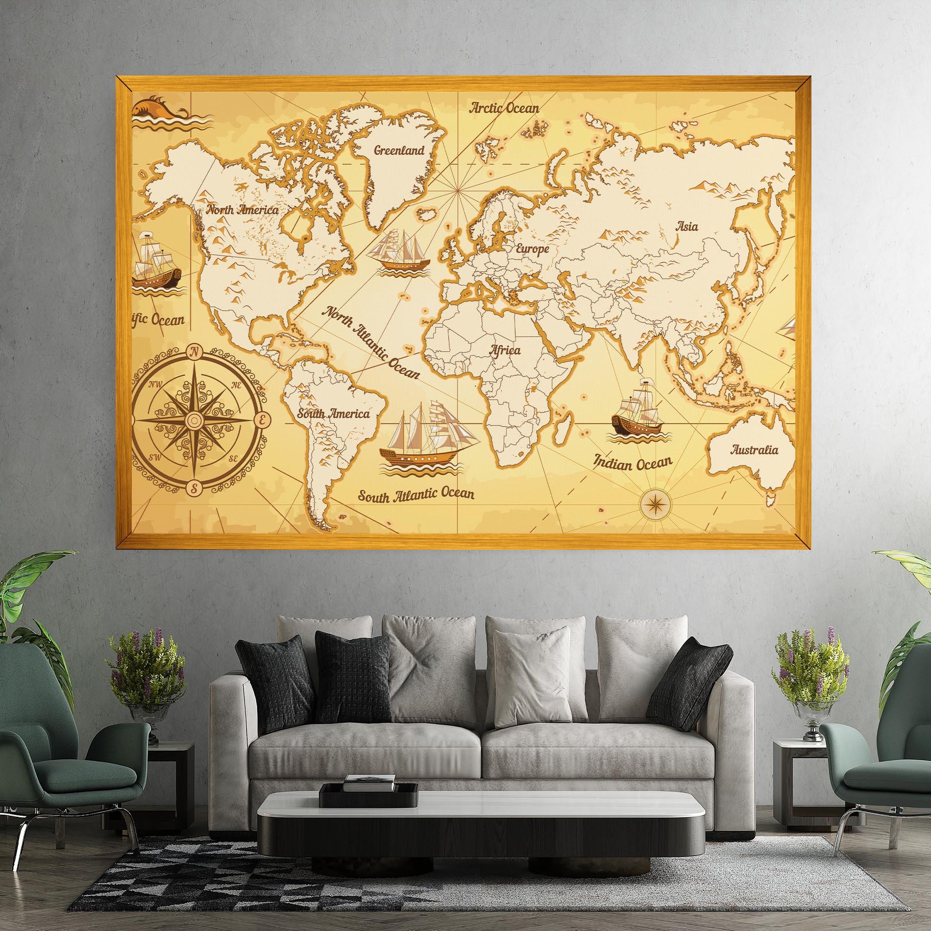 Leinwandbild Gold Vintage Map mockup 7