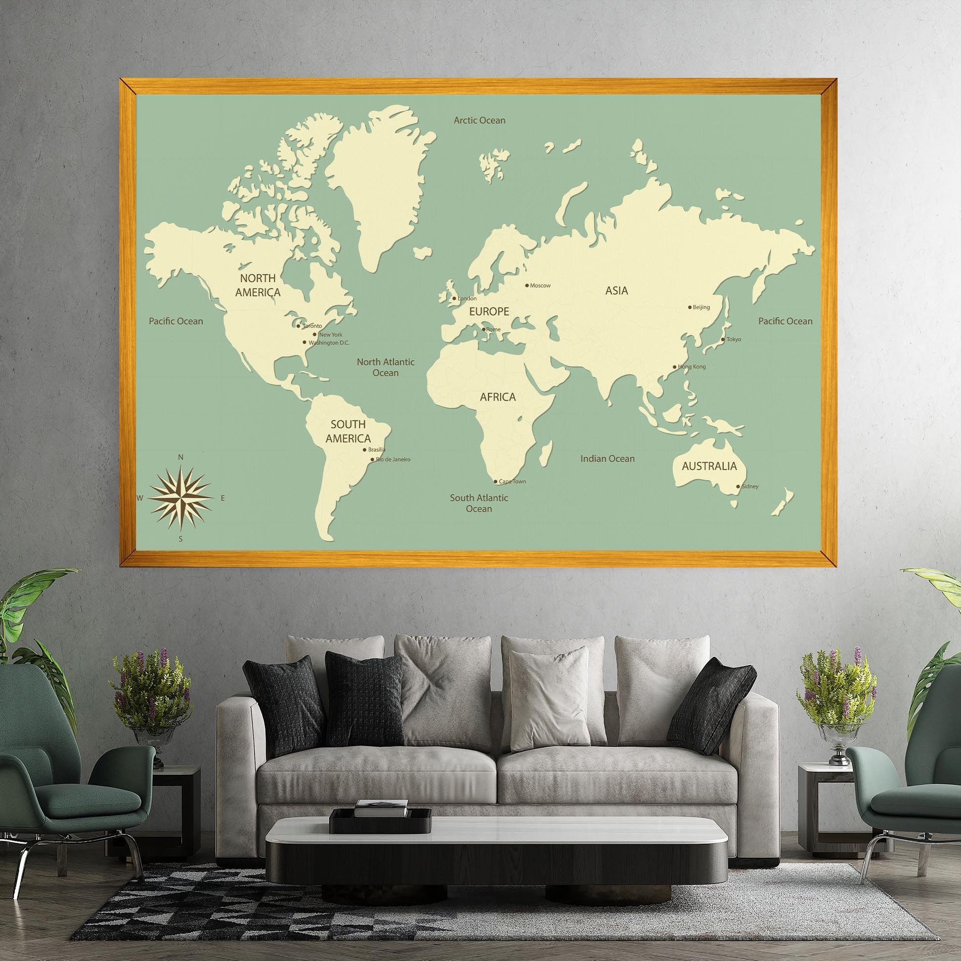 Leinwandbild Green Cream Map mockup 7