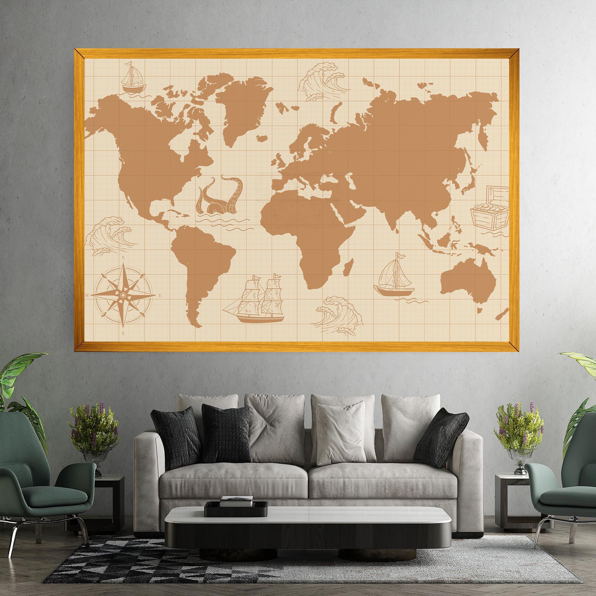 Leinwandbild Light Cream Map mockup 7