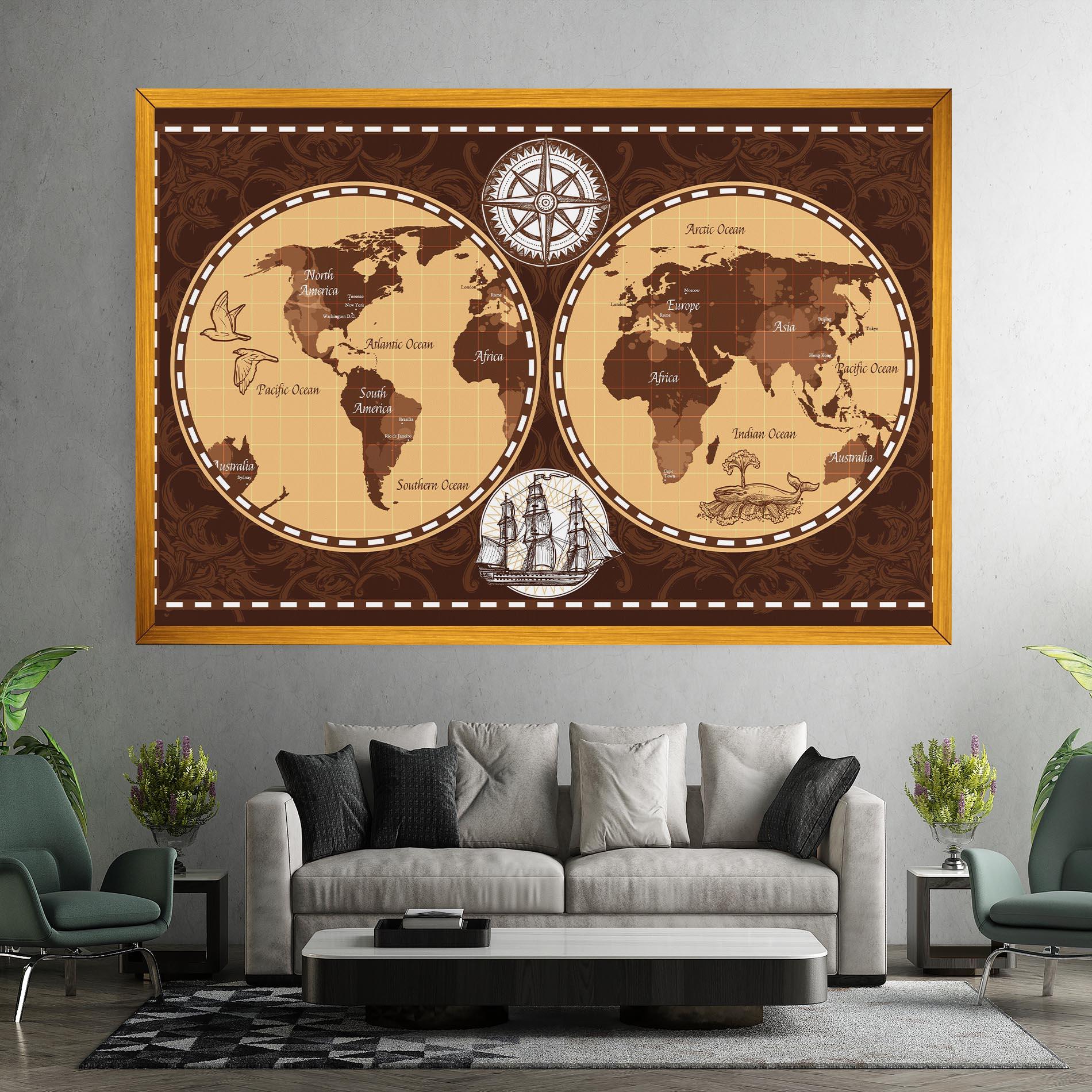 Leinwandbild Old Brown Map mockup 7