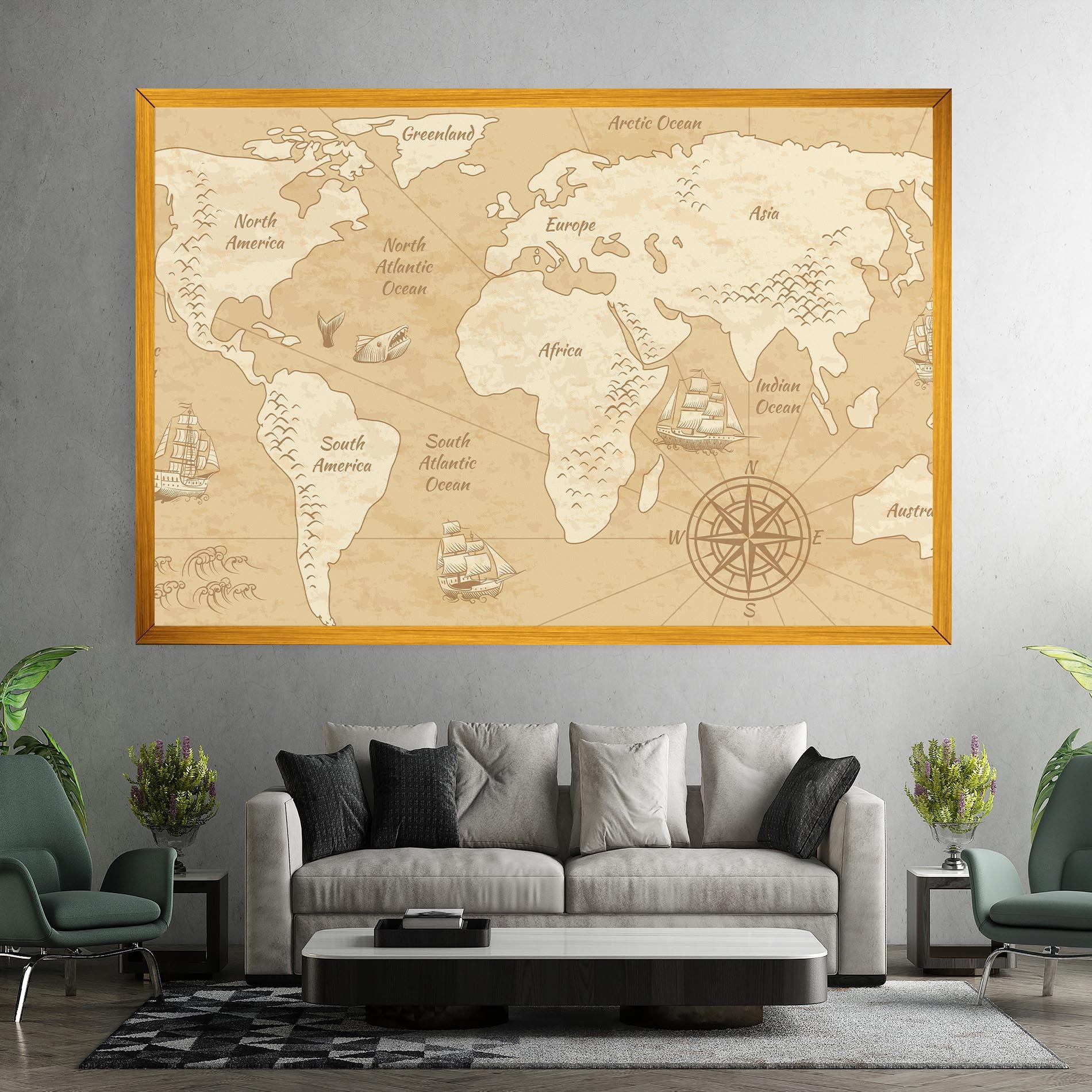 Leinwandbild Old Continents Map mockup 7