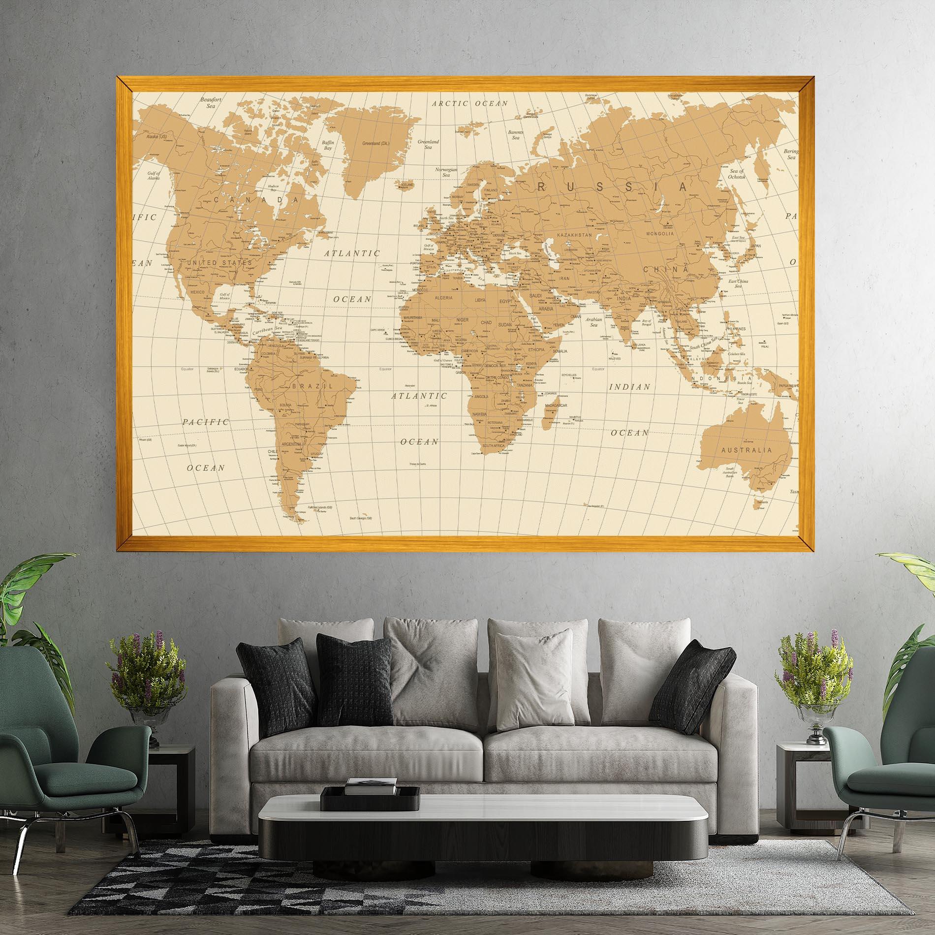 Leinwandbild Old Map Cream mockup 7