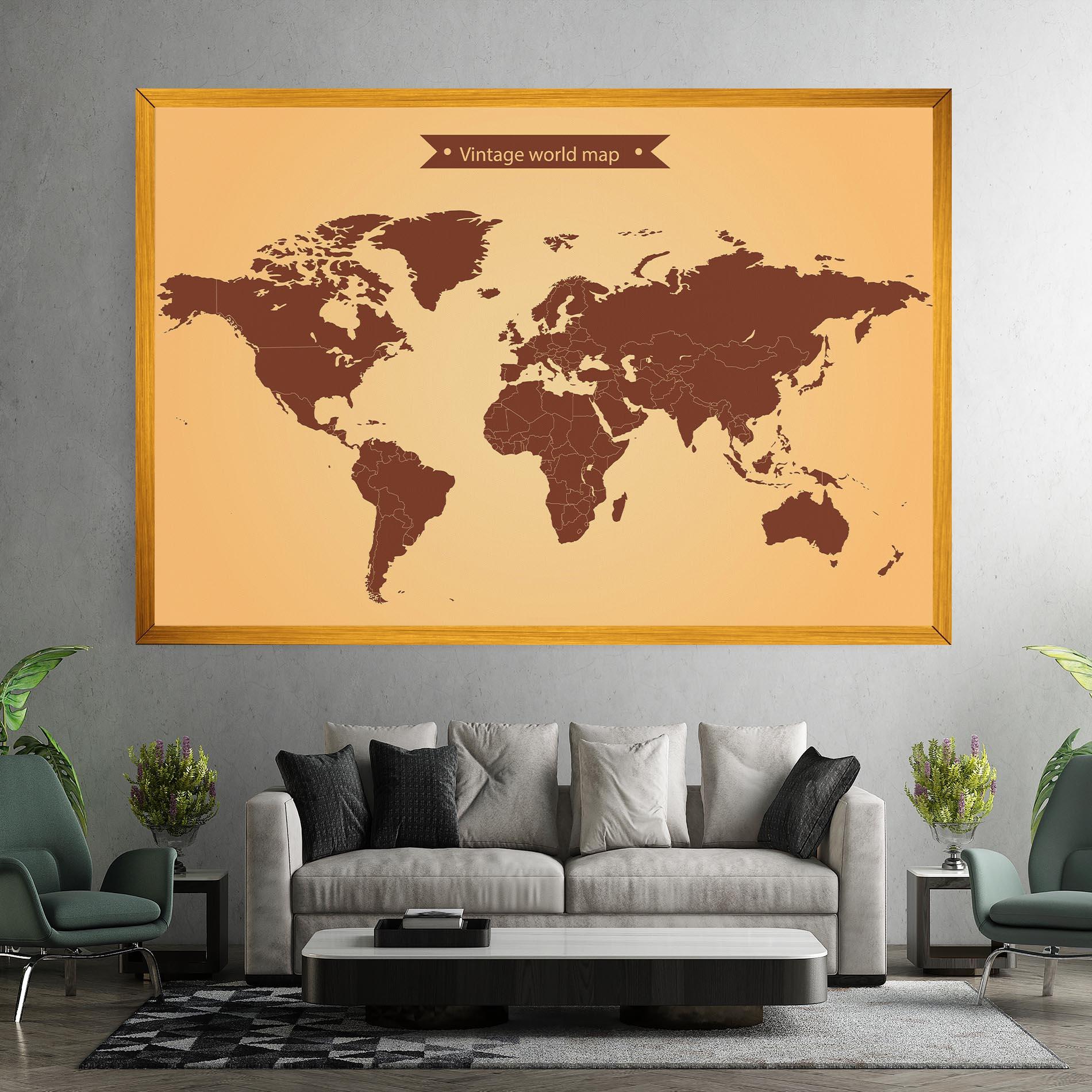 Leinwandbild Vintage World Map mockup 7