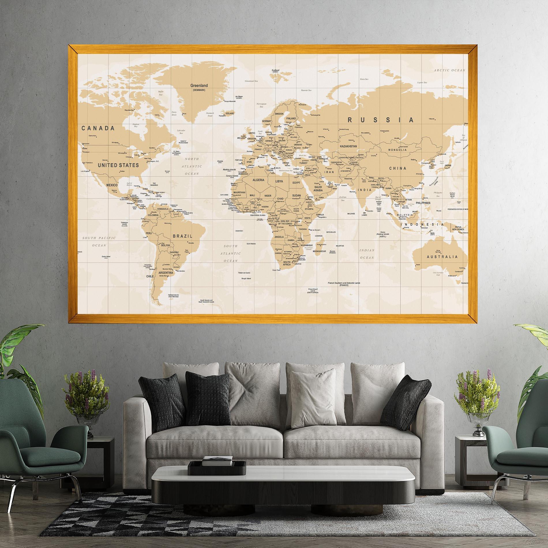 Leinwandbild World Old Map mockup 7