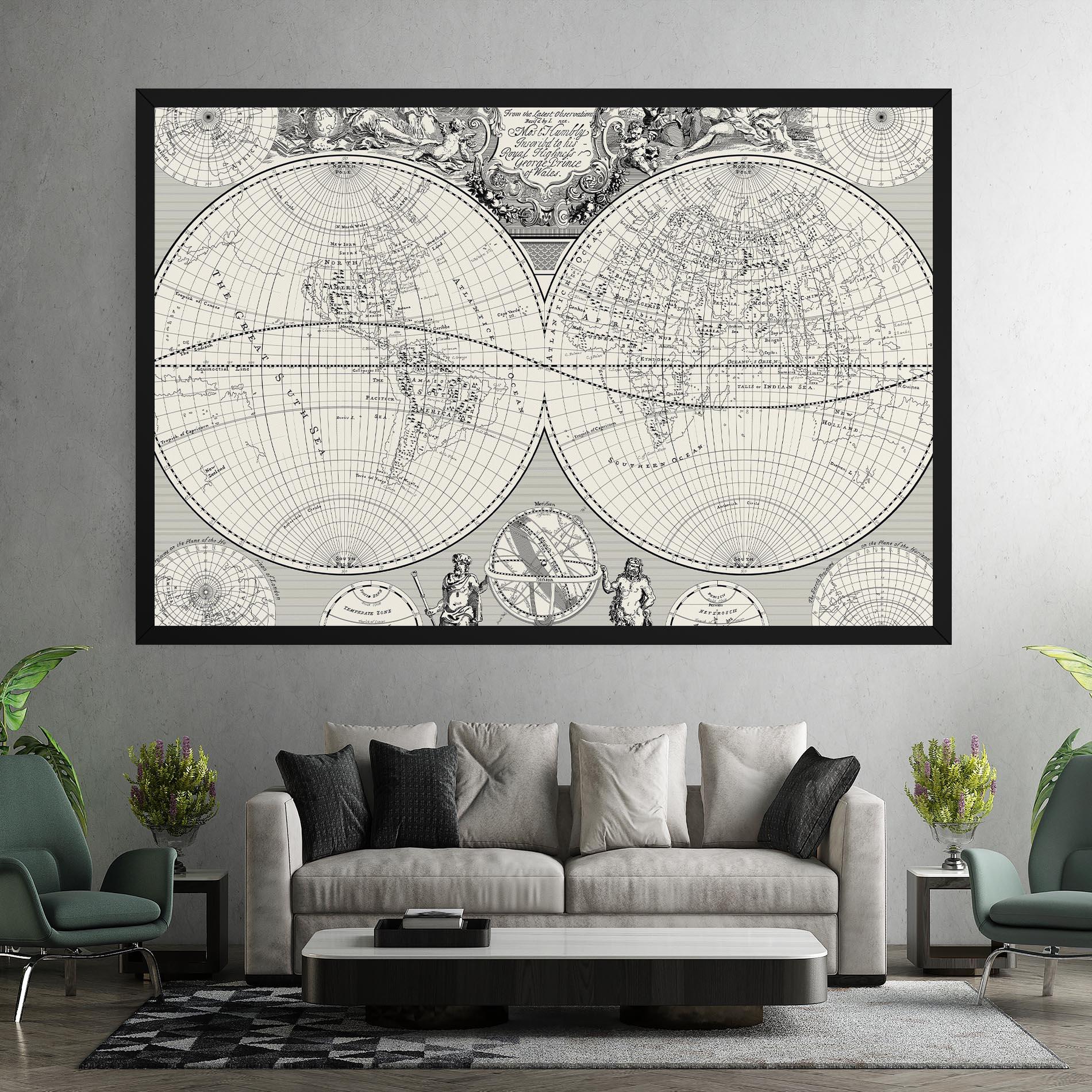Leinwandbild Black White Map mockup 7