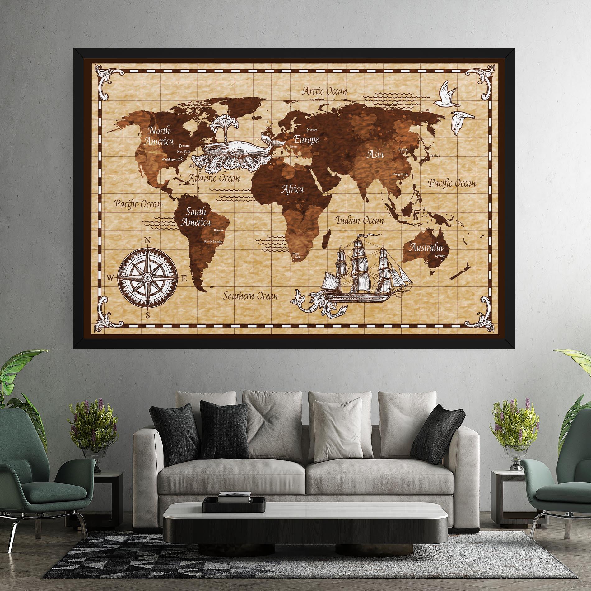 Leinwandbild Brown Old Map mockup 7
