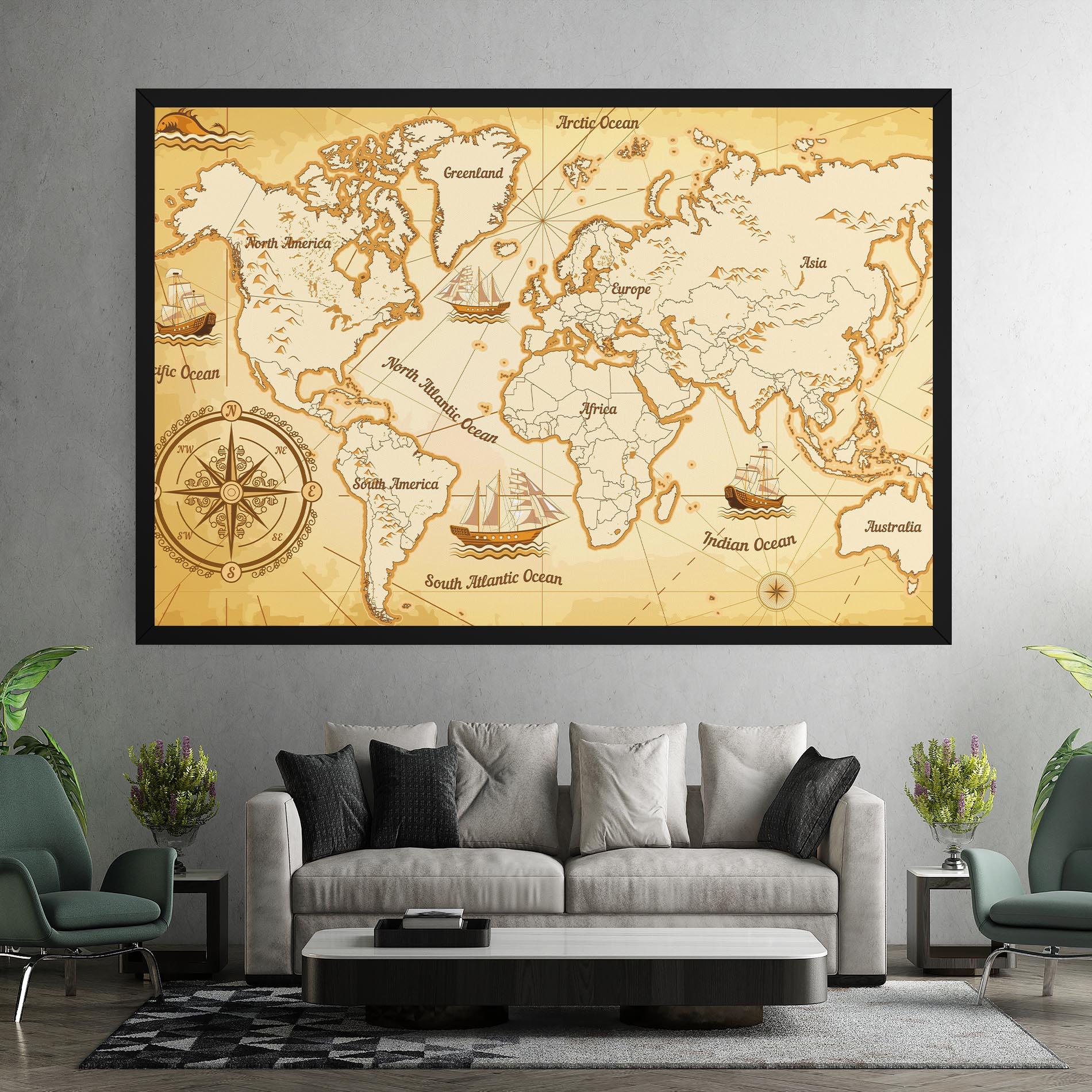 Leinwandbild Gold Old Map mockup 7