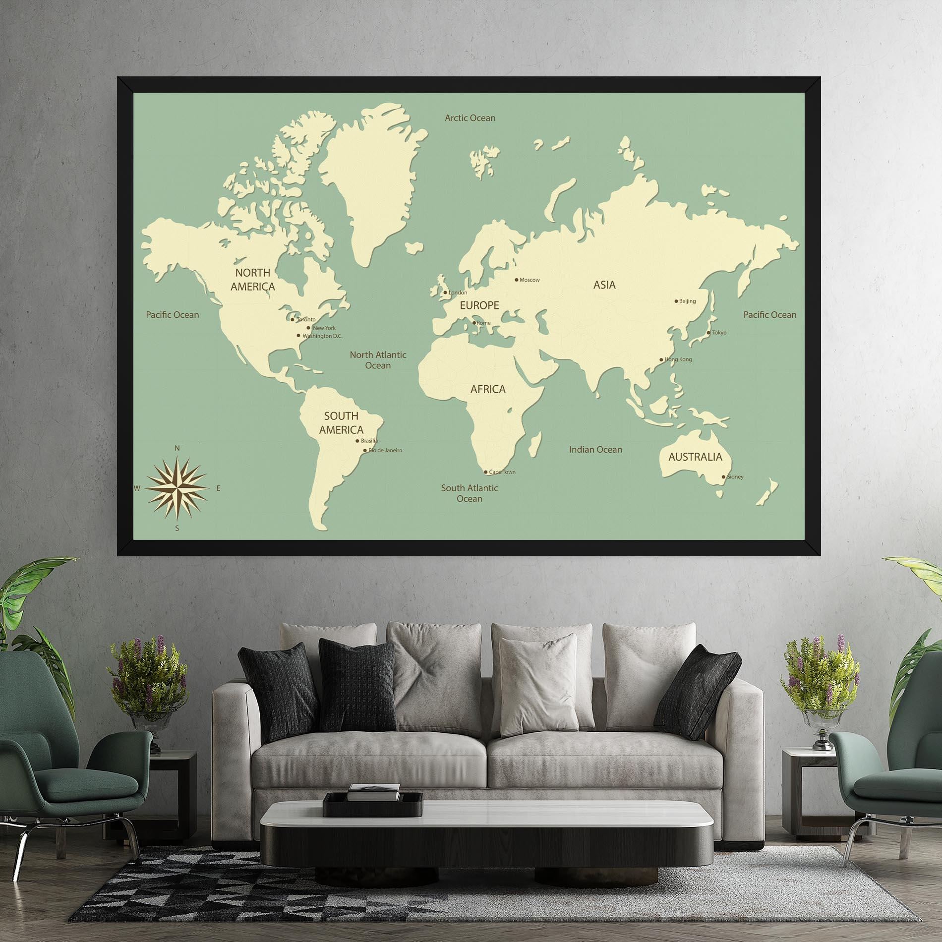 Leinwandbild Green Cream Map mockup 7