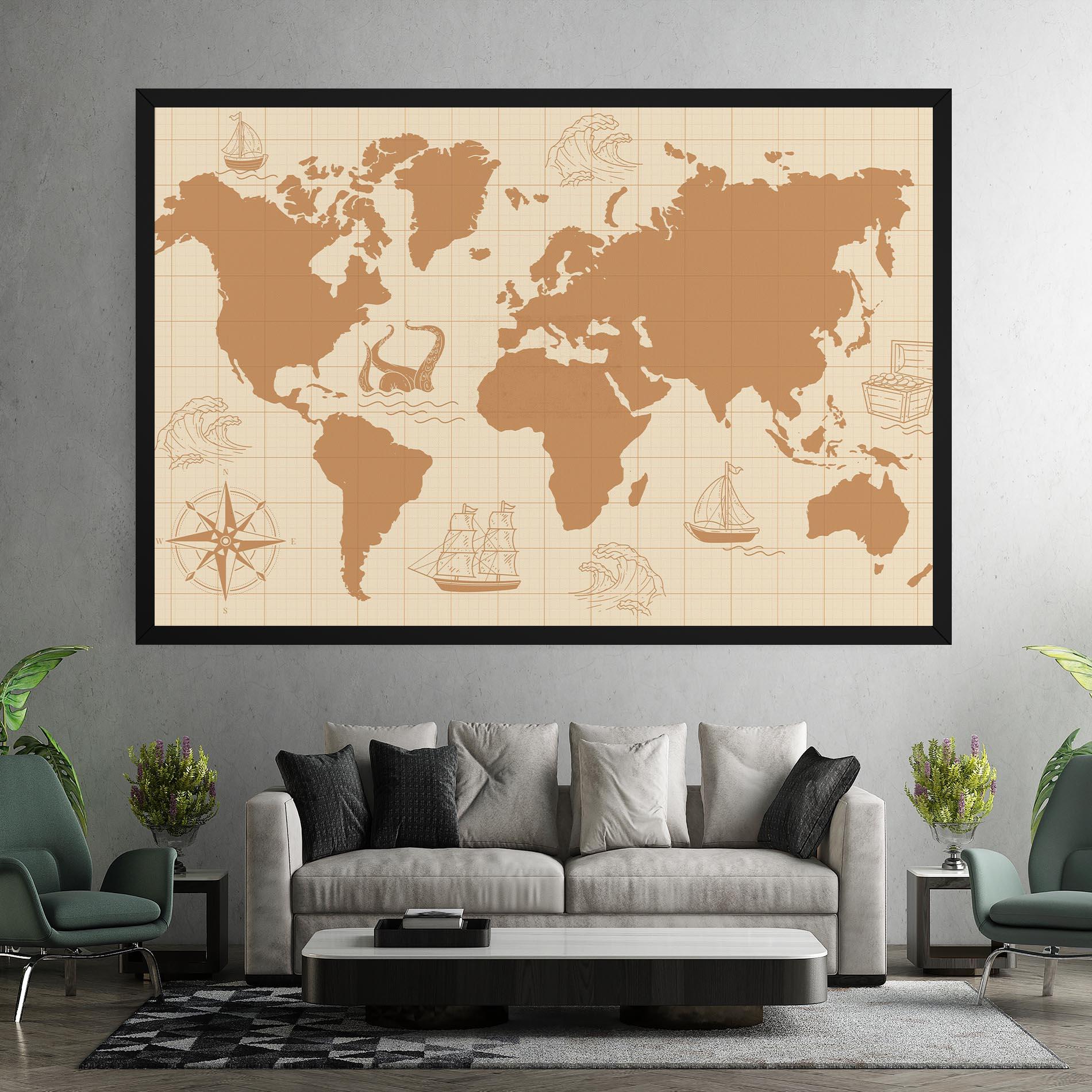 Leinwandbild Light Cream Map mockup 7