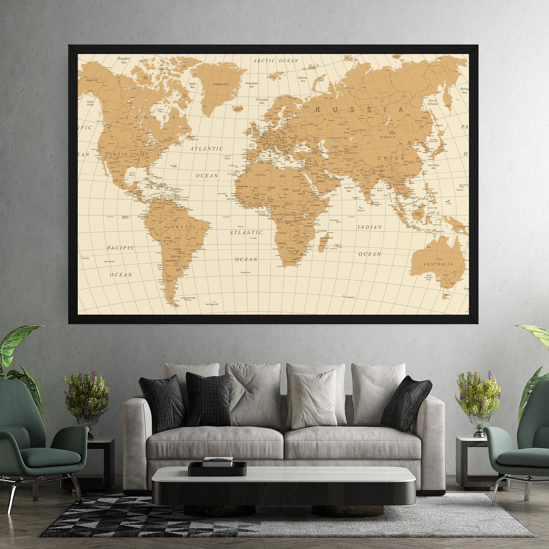 Leinwandbild Old Map Cream mockup 7