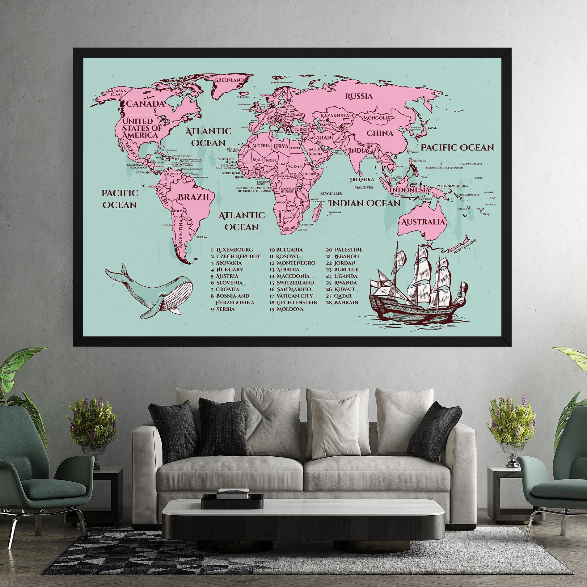 Leinwandbild Pink Pirate Map mockup 7