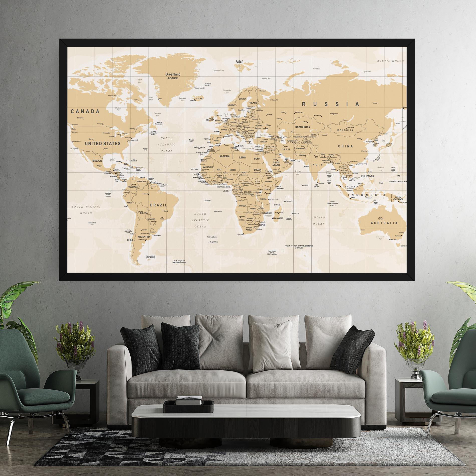 Leinwandbild World Old Map mockup 7