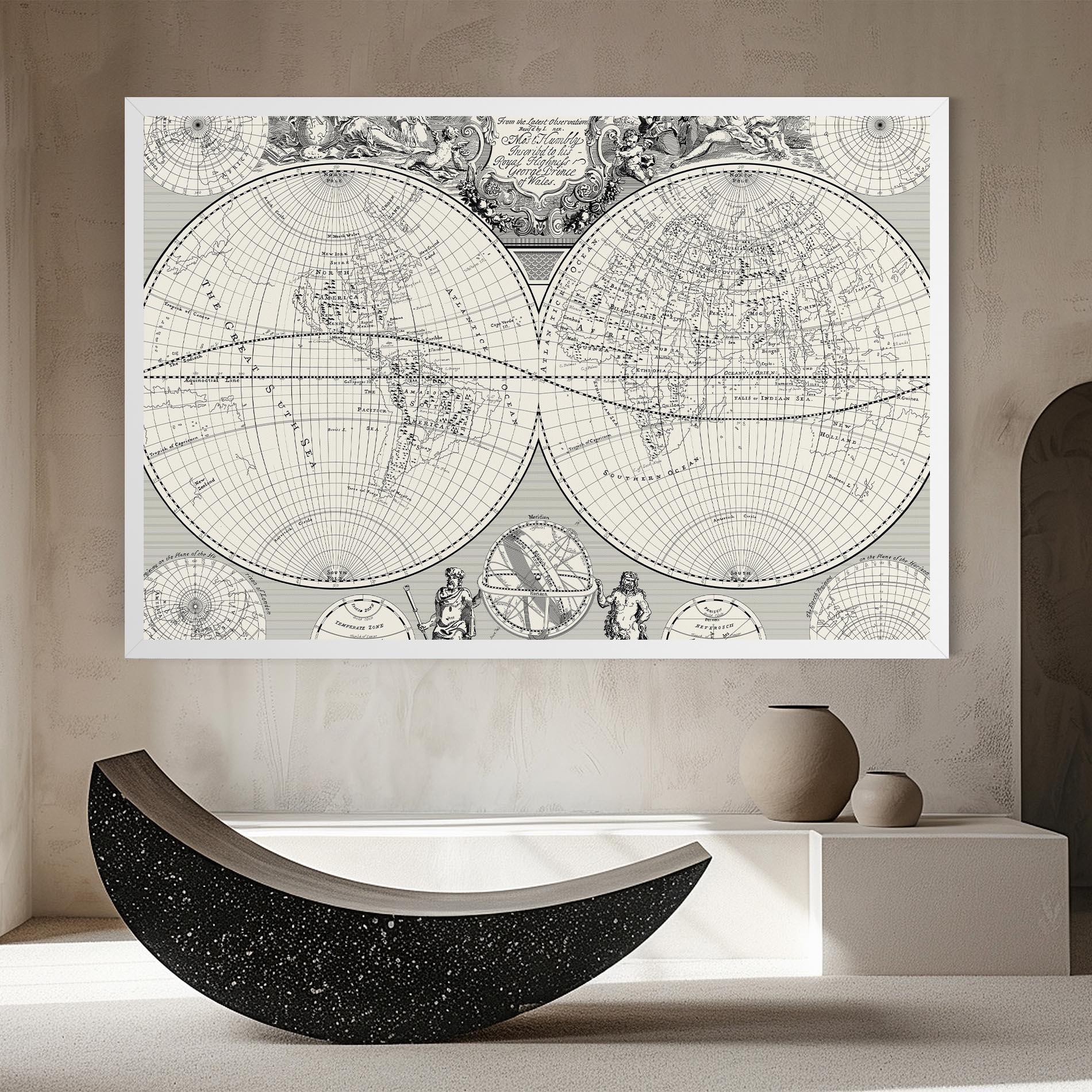 Leinwandbild Black White Map mockup 8