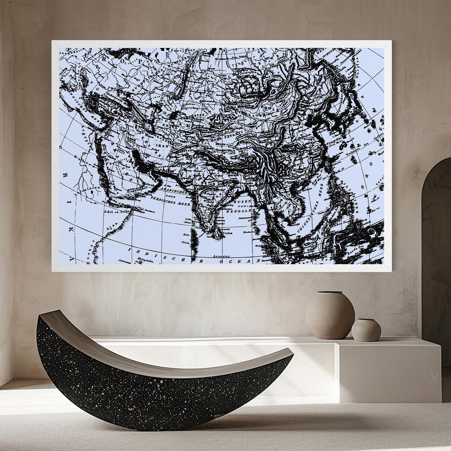 Leinwandbild Blue Old Map mockup 8