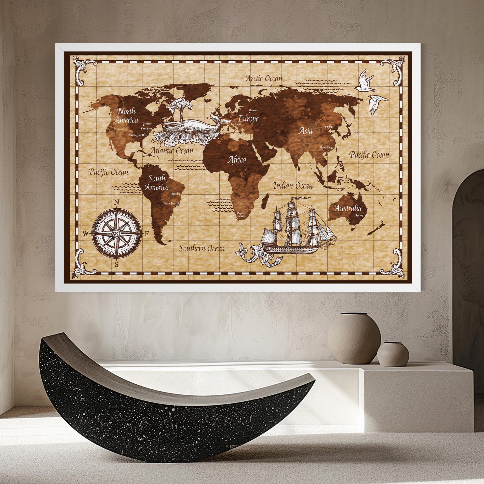Leinwandbild Brown Old Map mockup 8