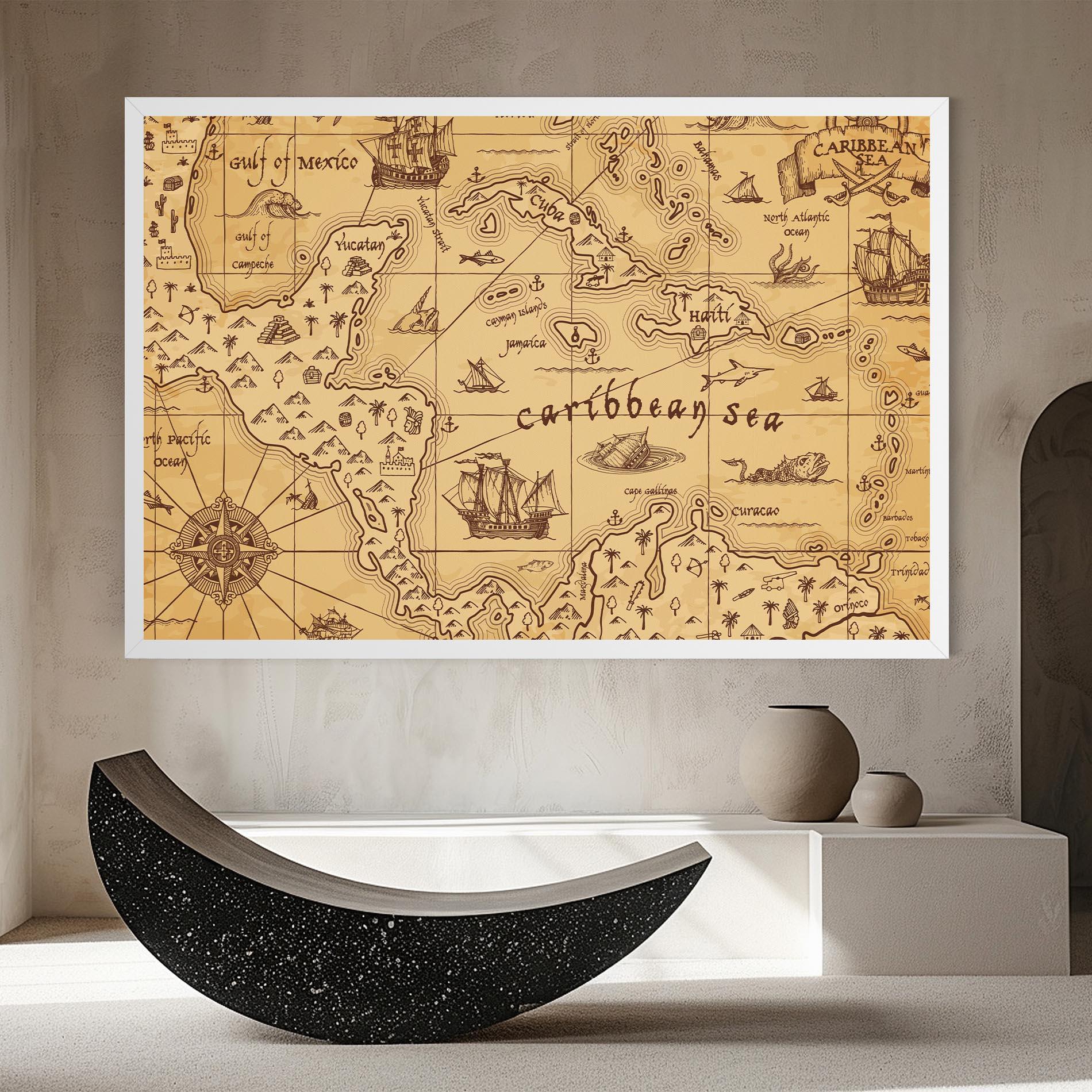 Leinwandbild Caribbean Sea Map mockup 8