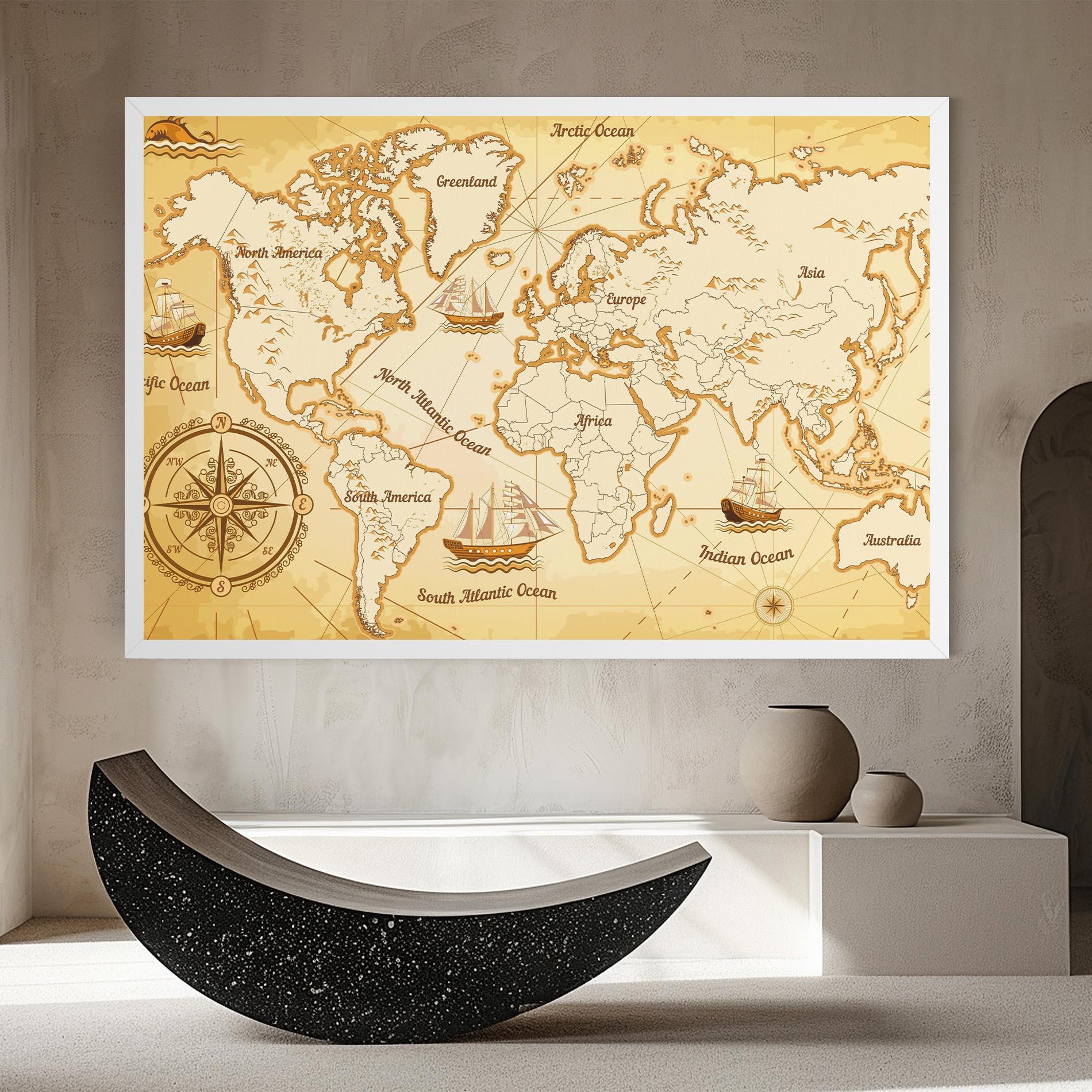 Leinwandbild Gold Old Map mockup 8