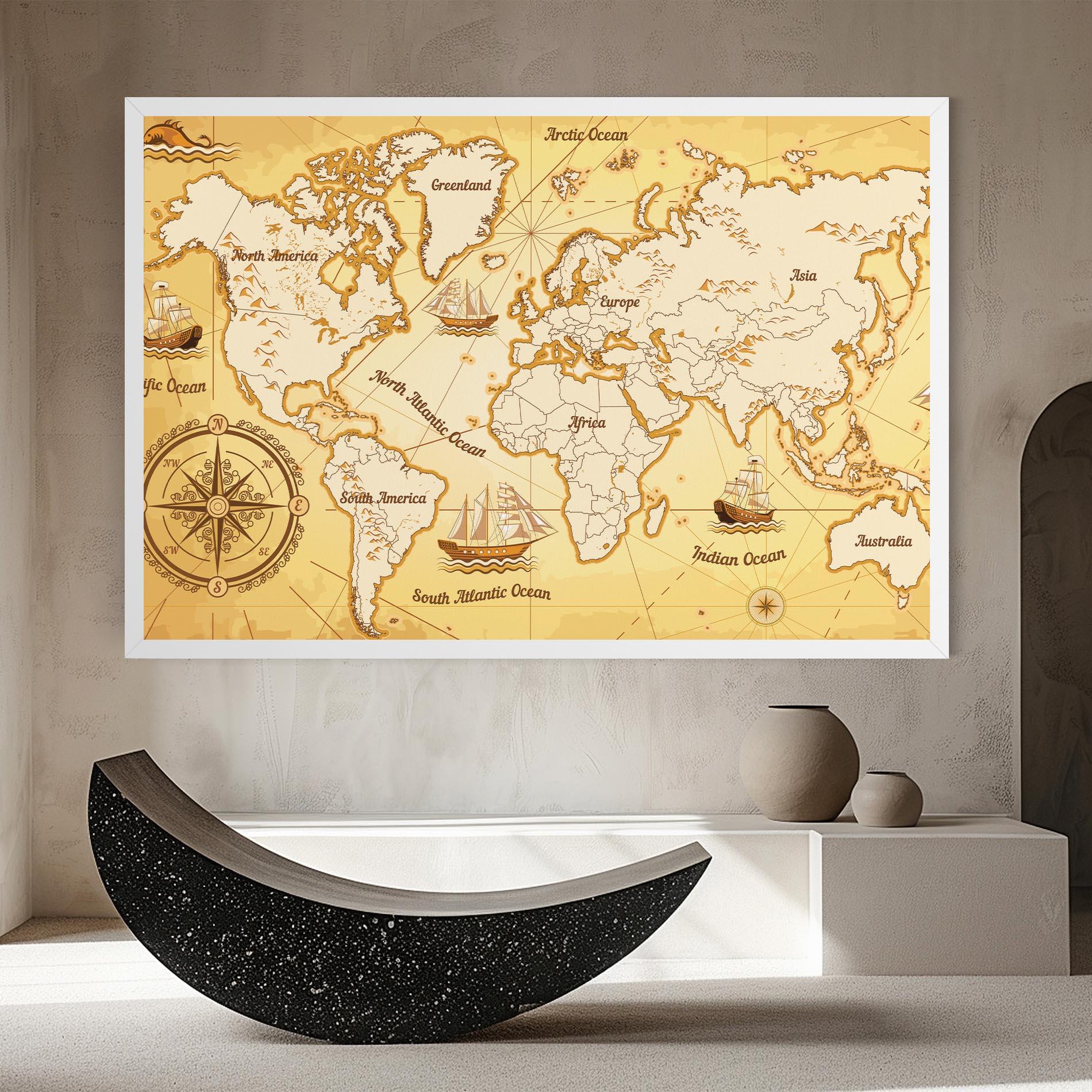 Leinwandbild Gold Vintage Map mockup 8