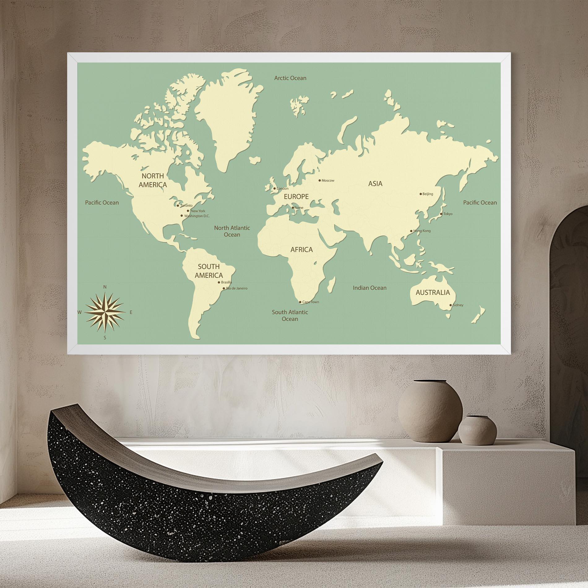 Leinwandbild Green Cream Map mockup 8