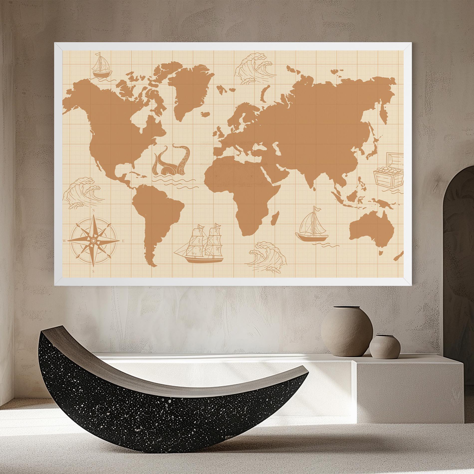 Leinwandbild Light Cream Map mockup 8