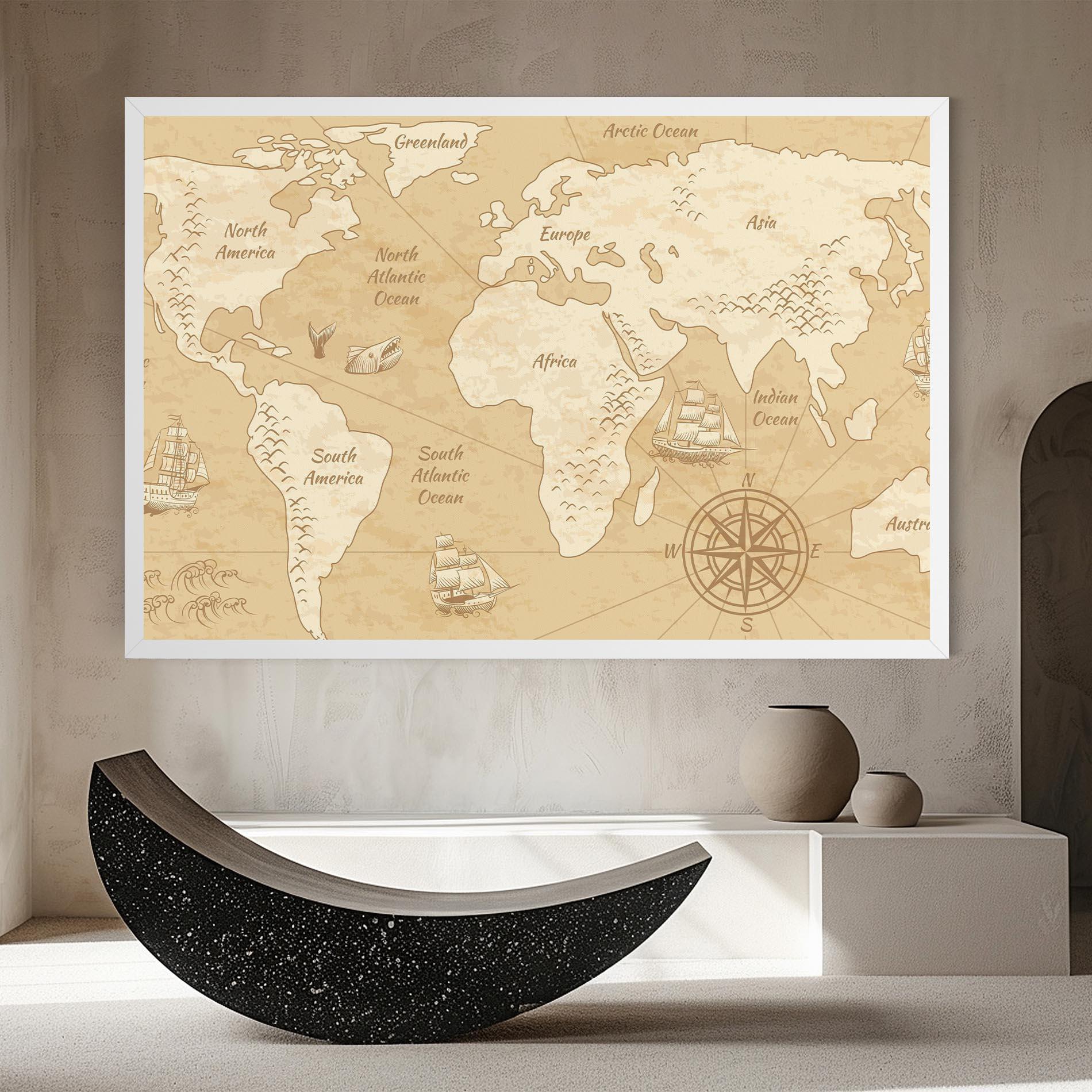 Leinwandbild Old Continents Map mockup 8