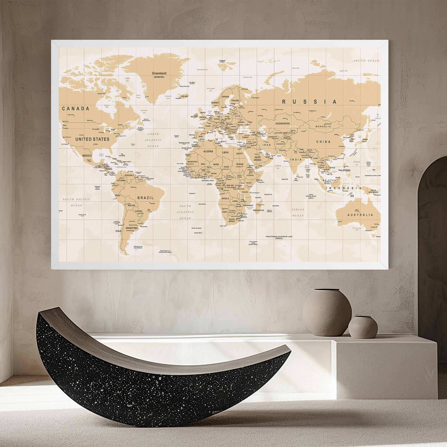 Leinwandbild World Old Map mockup 8