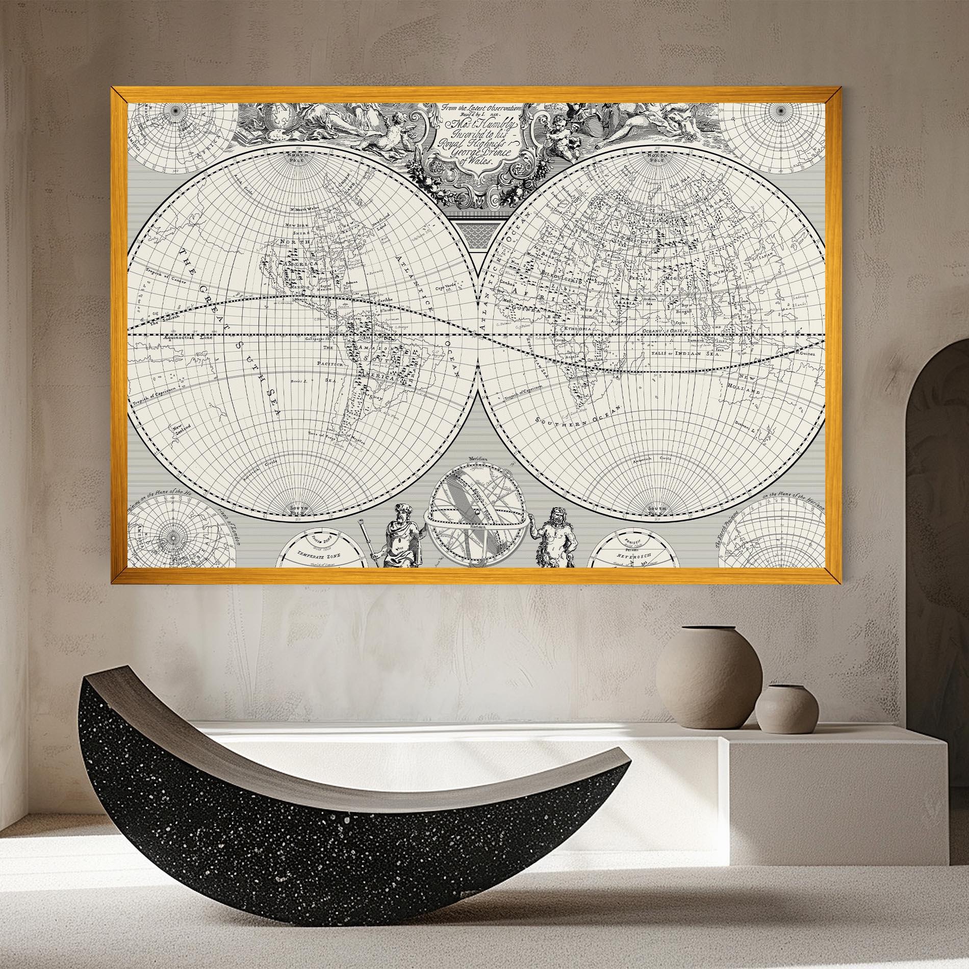 Leinwandbild Black White Map mockup 8