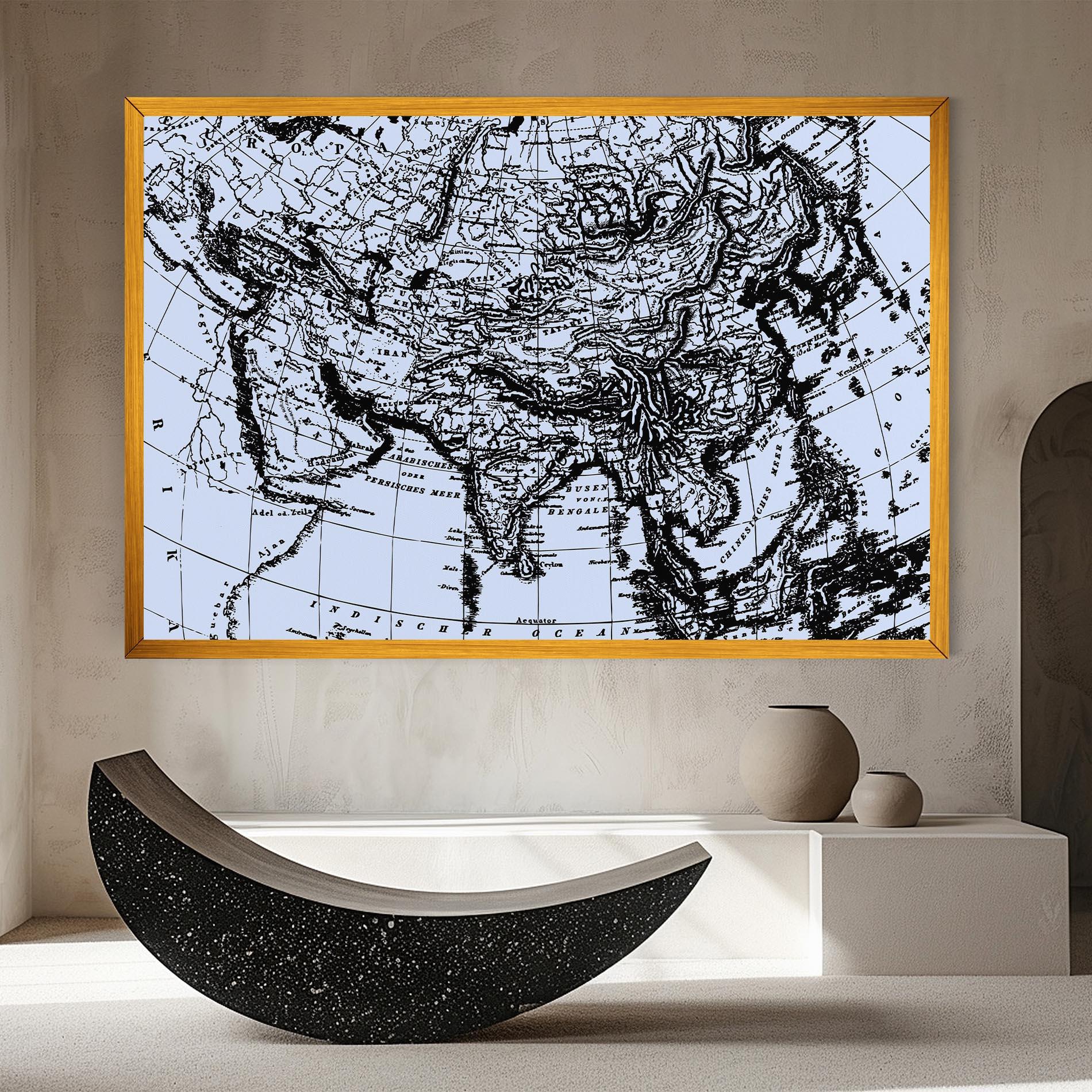 Leinwandbild Blue Old Map mockup 8