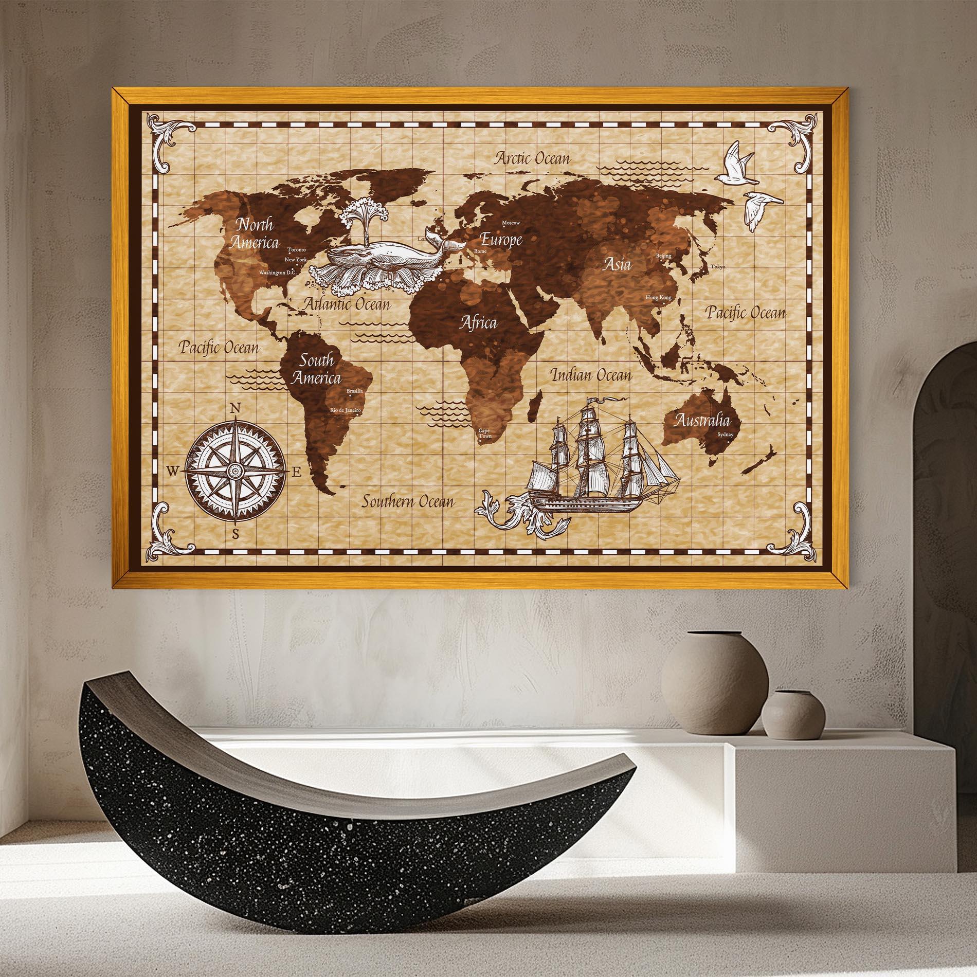 Leinwandbild Brown Old Map mockup 8